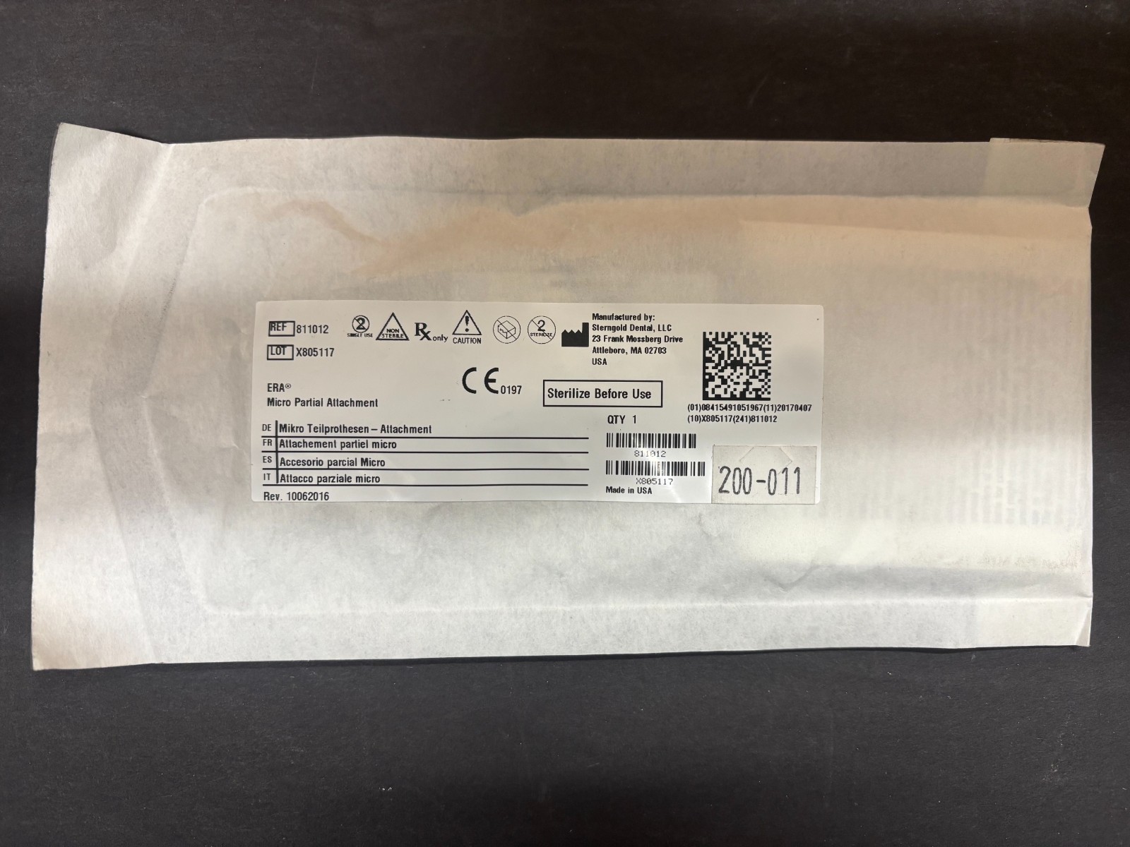 Sterngold [Micro-ERA, ERA] [Overdenture/Partial] Attachments and Metal Jackets
