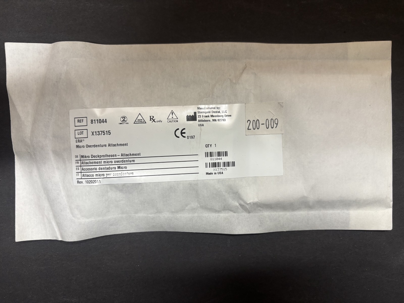 Sterngold [Micro-ERA, ERA] [Overdenture/Partial] Attachments and Metal Jackets