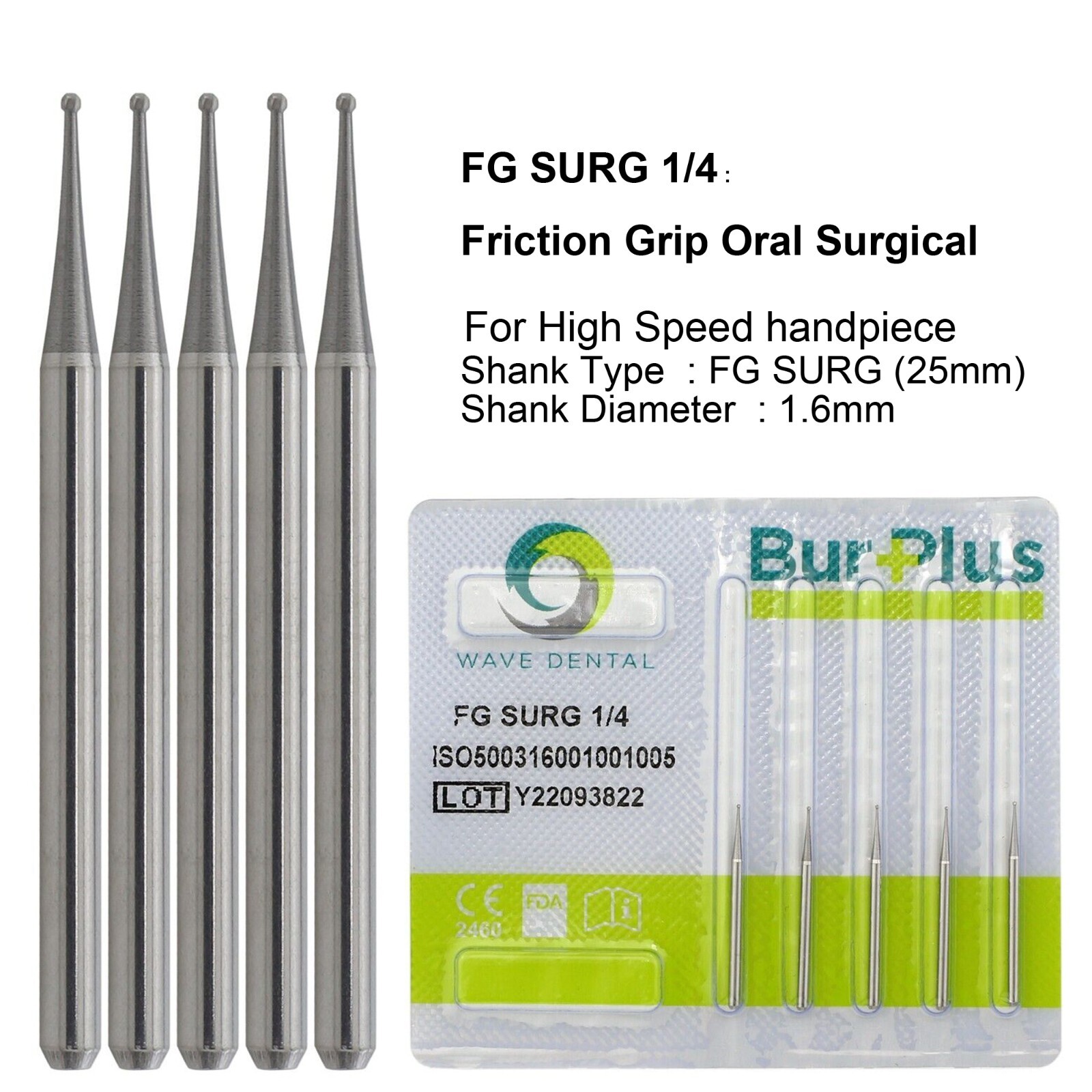 Wave Dental Surgical Burs Round Carbide Surgical Length Bur 25mm FGOS High Speed
