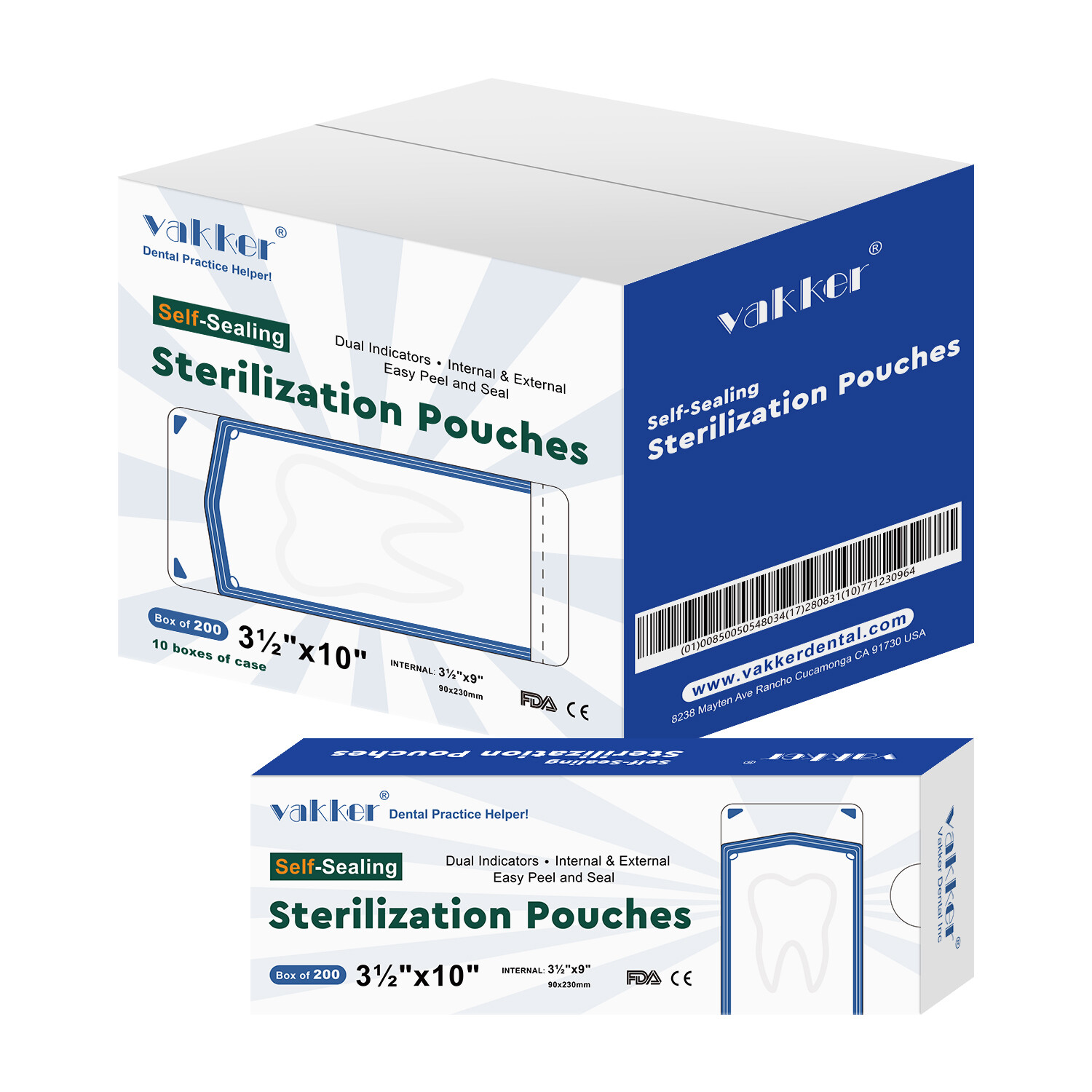 4000pc 3.5″ x 10″ Self Sealing Dental Sterilization Pouches Autoclave Bag FDA