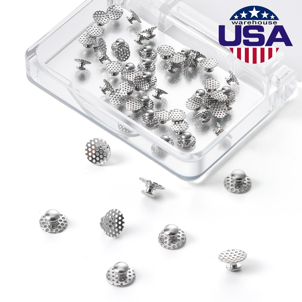 50pcs AZDENT Dental Orthodontic Bondable Hole Lingual Buttons Round Base