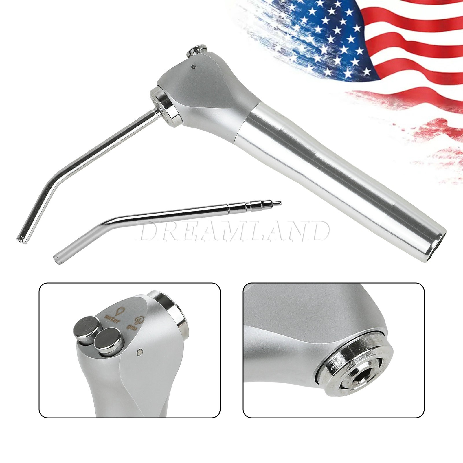Dental Air Water Spray Triple Syringe 3 Three Way Handpiece W/ 2 Nozzles Tips de