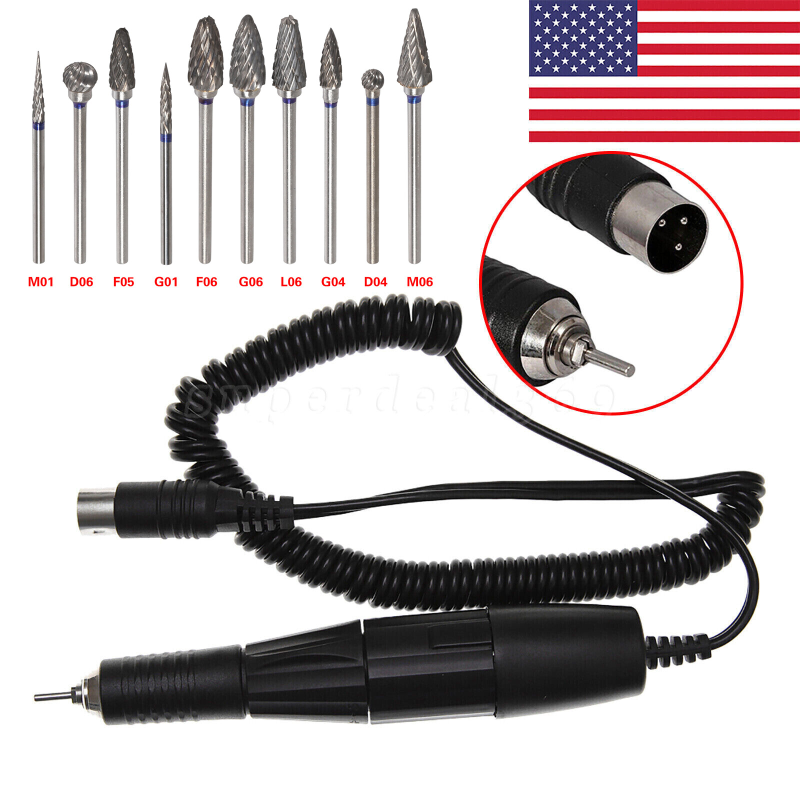 USA Dental Lab Electric Micromotor Polishing Handpiece 35,000 rpm Fit Marathon