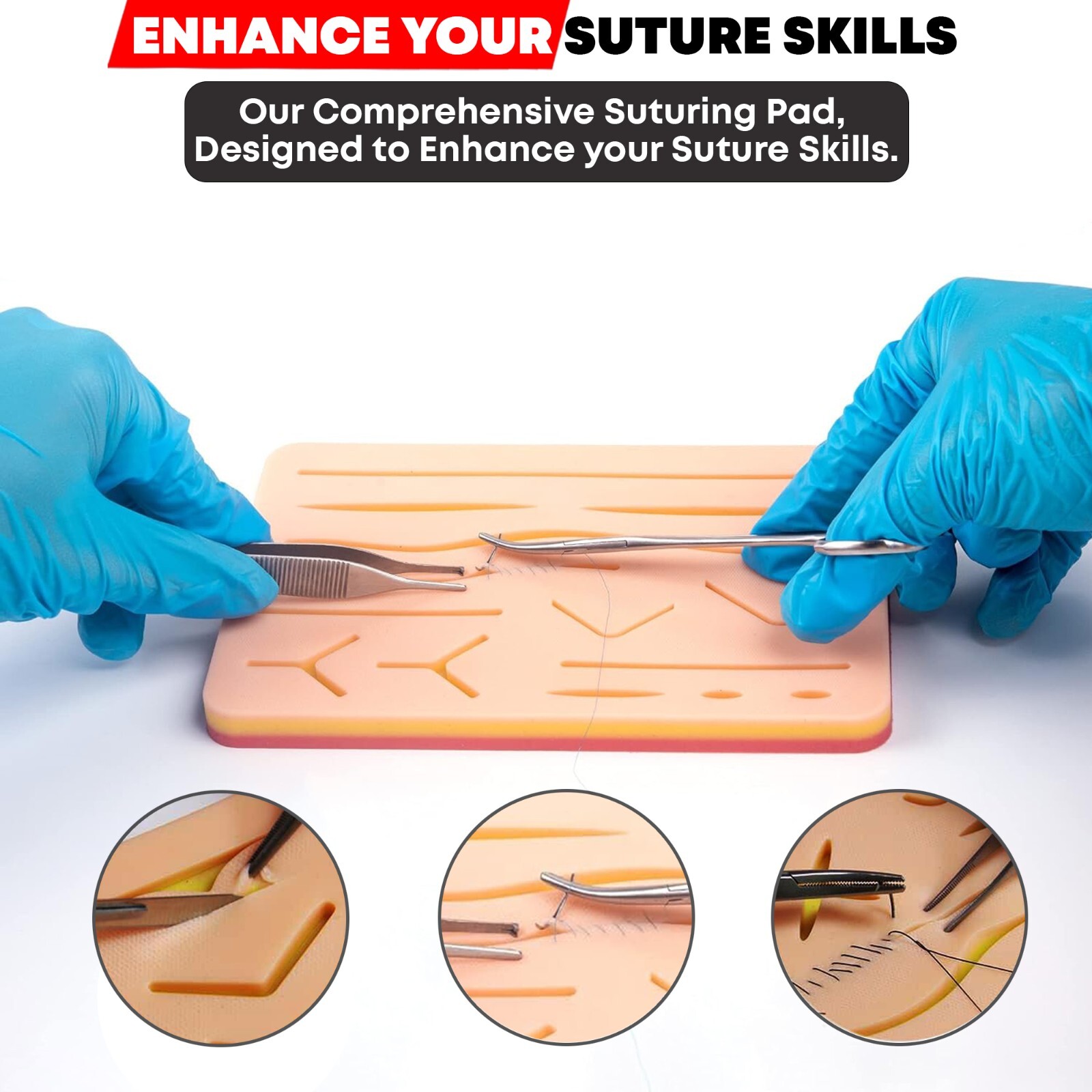 Suture Kit Student Practice Kit for Training with Surgical Pad Sutures Medical