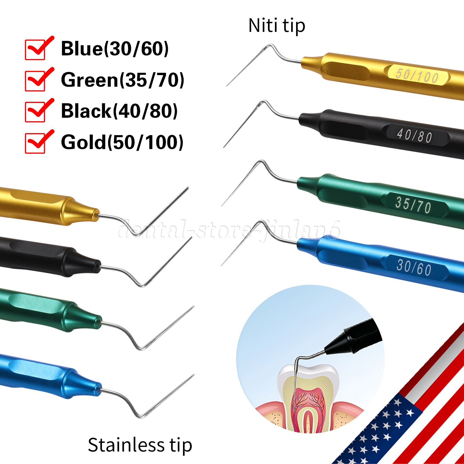 Nickel-Titanium Endo Pluggers – Vertical Condensation Tips for Root Canal 4Color