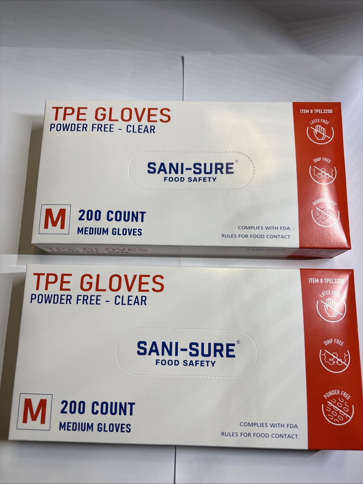 400 Sani-Sure TPE Powder Free Clear Food Safety Gloves Latex and DINP Free