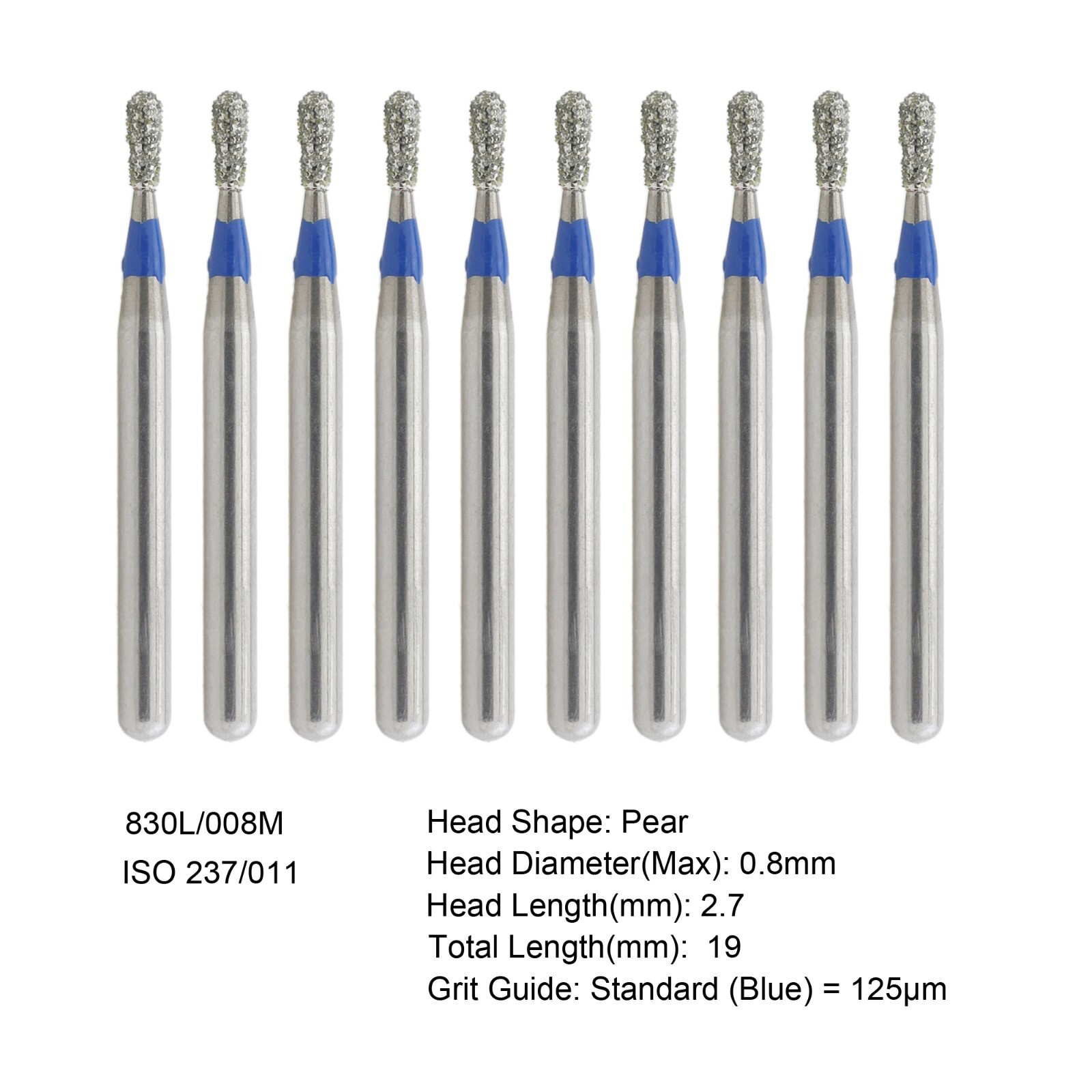 Dental Diamond Bur FG High Speed Bur Pear Round Taper 830 856 850 Chamfer Coarse