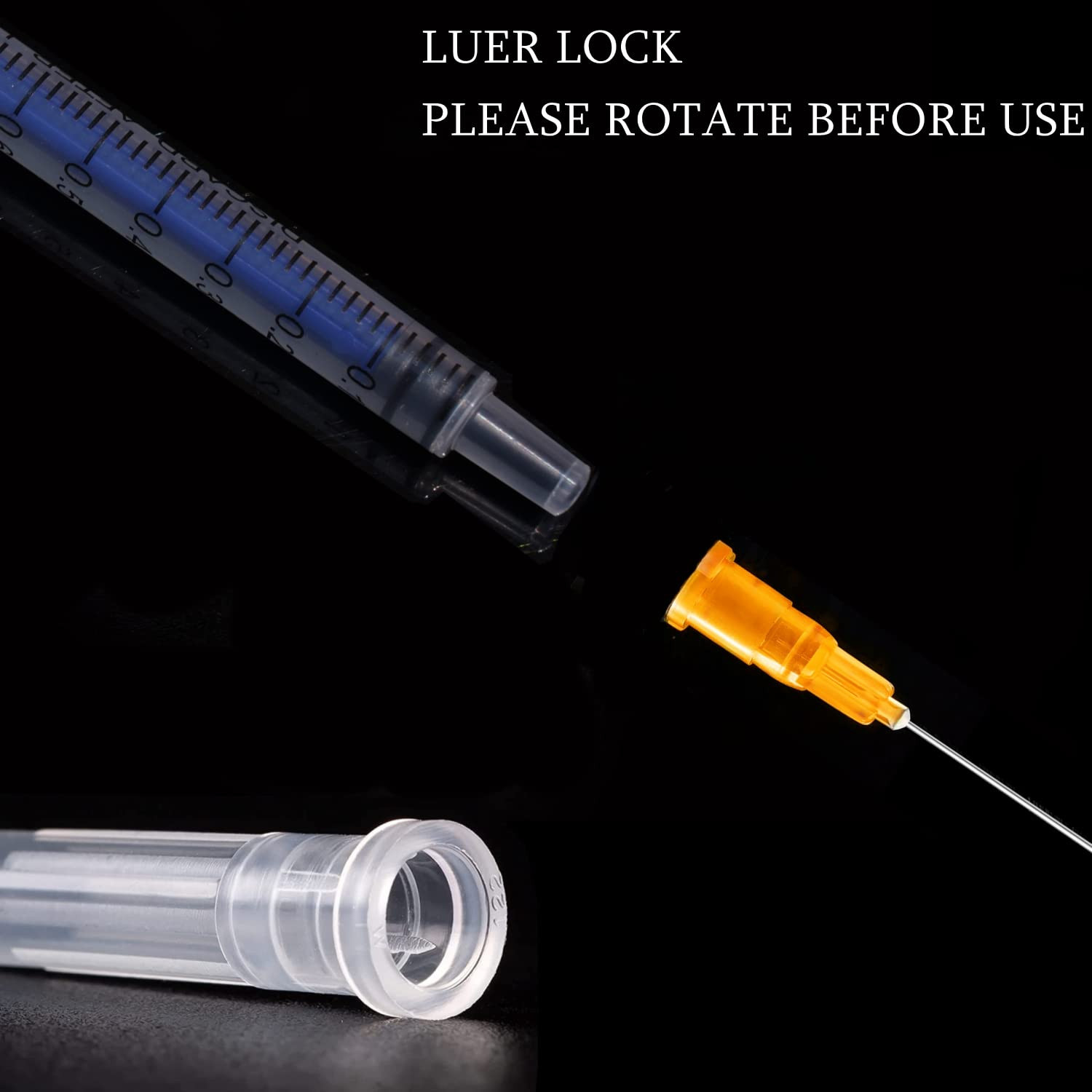 100 Pack 1ml/cc Luer Slip Syringes with Caps, Individually Sealed for Labs & Cra