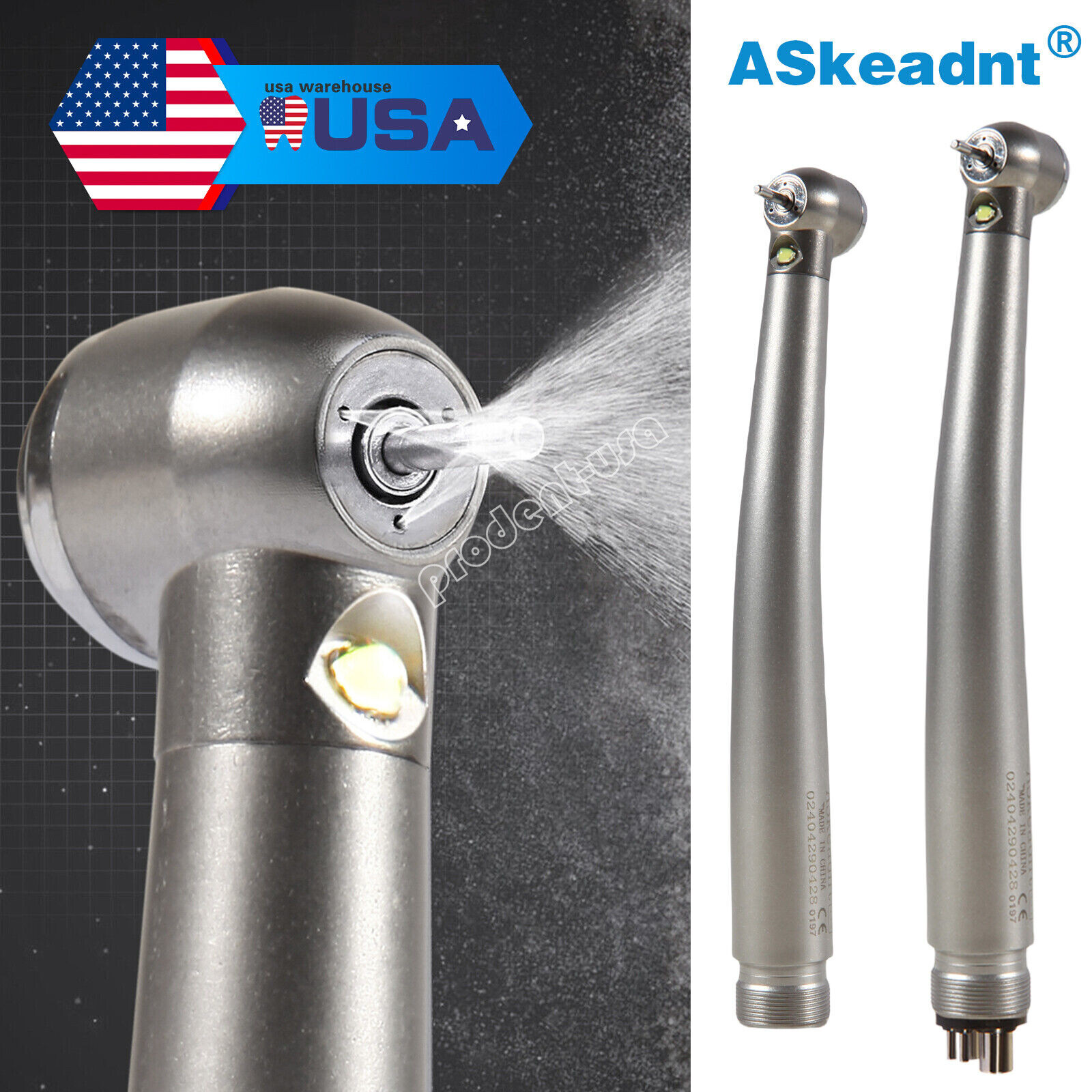 1/10X ASkeadnt Dental Fiber Optic LED E-generator High Speed Handpiece 2/4Holes