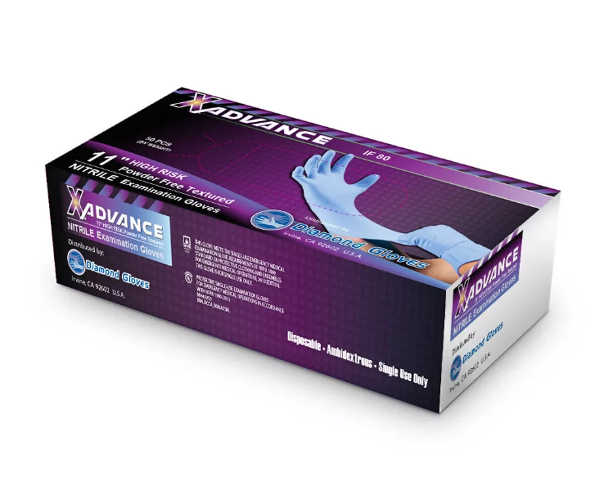 8 Mil Nitrile Exam Gloves Extended Cuff Powder & Latex Free Heavy Duty 100 Pcs