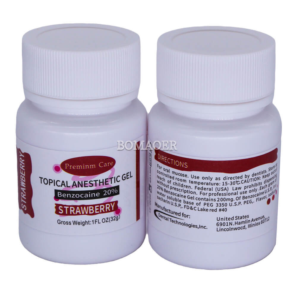 1-50×Dental 1oz (29.6g) Oral Anesthetic Gel Strewberry Prime Gel Bezoca ine 20%