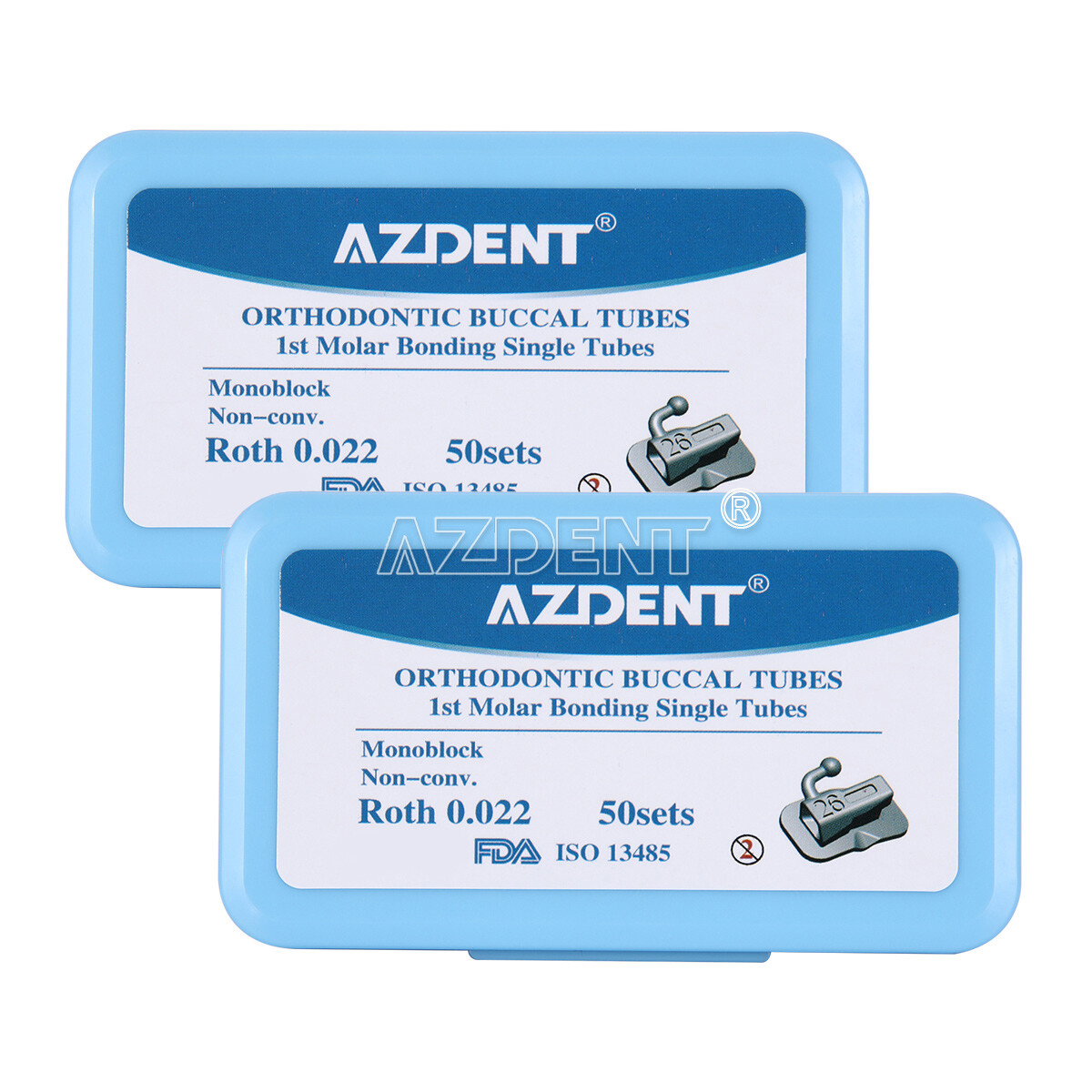 50Sets Tubos bucales de ortodoncia dental 1er 2nd molar Bondable Roth MBT 022