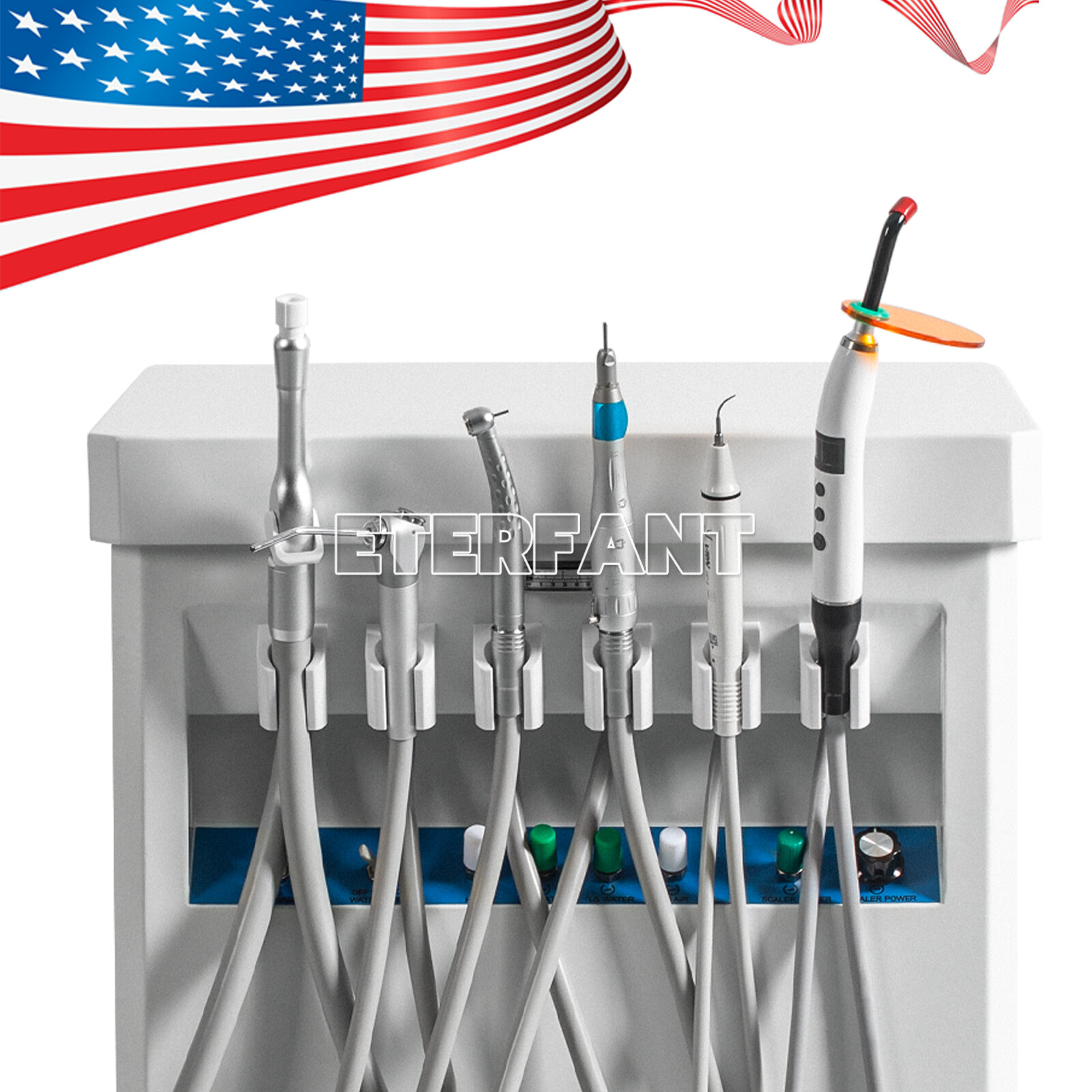 Dental Cart Delivery Unit with Air Compressor LED Curing Light Scaler GU-P209 US