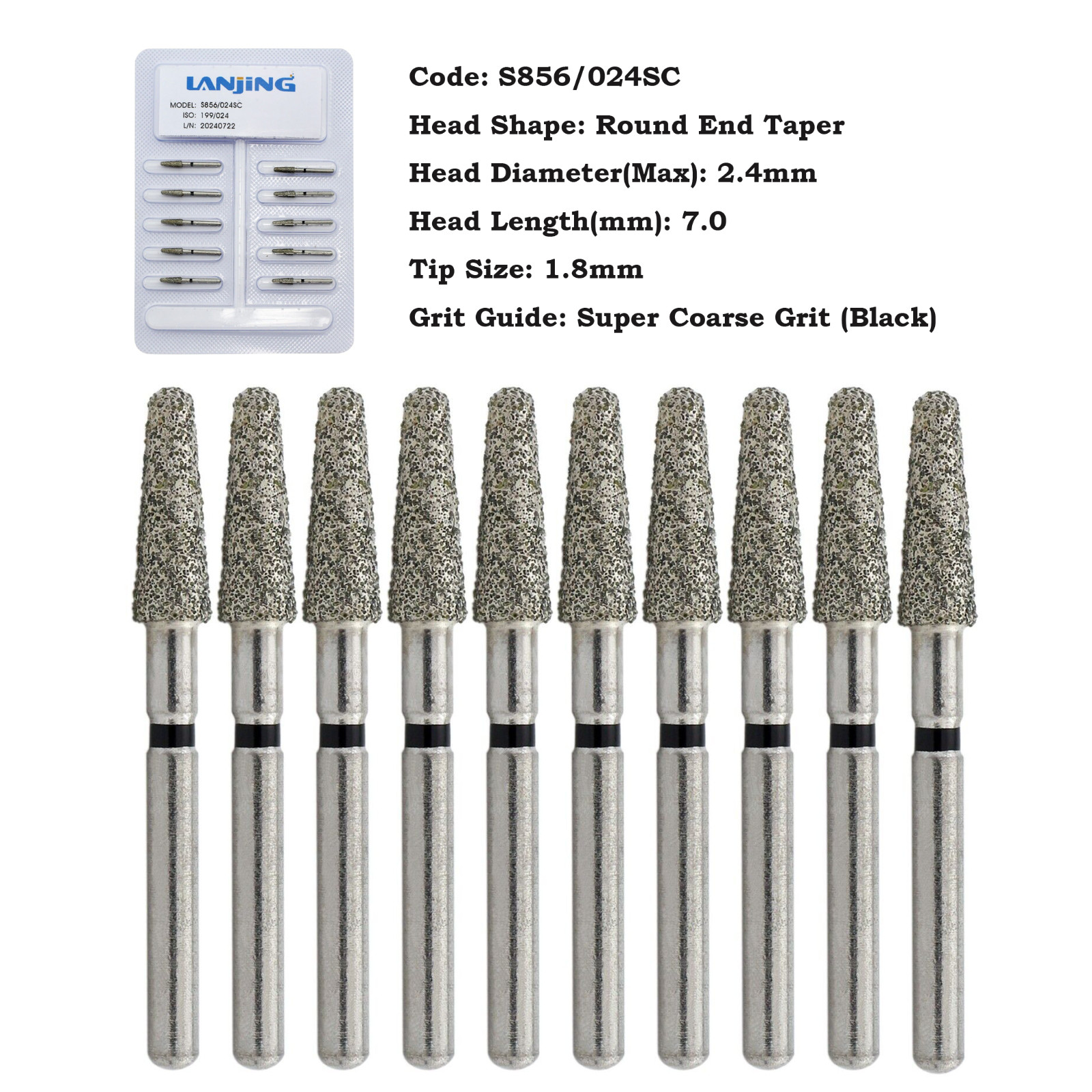 Dental Diamond Burs FG Round End Taper 856 850 Super Coarse Fine High Speed Burr