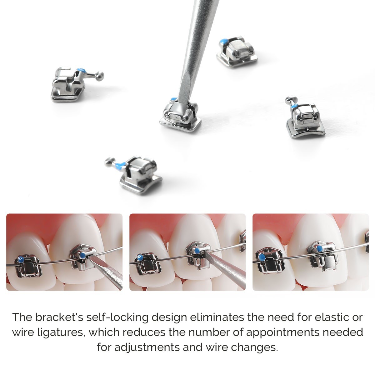 10X AZDENT Dental Ortho MIM Self Ligating Bracket Mini Roth.022 Hooks 345