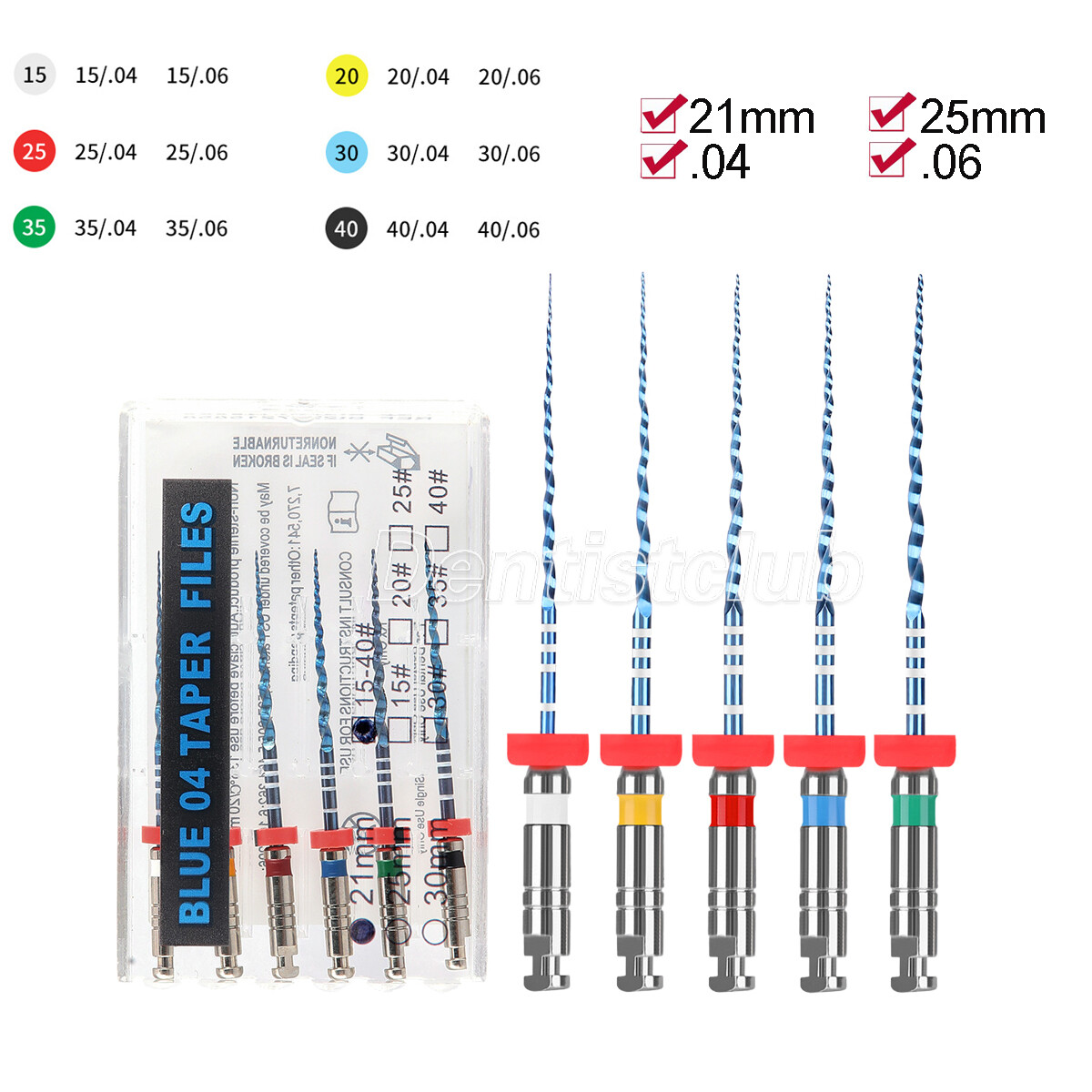 Dental Endo V Blue Engine Use Root Canal NiTi Rotary Files 21mm/25mm #15-#40