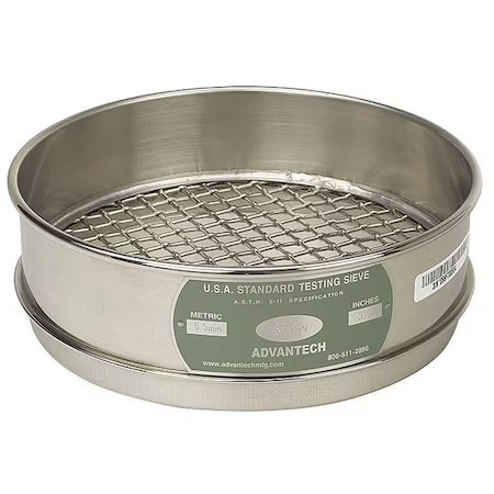 Advantech 3/8″Ss8f Sieve, 3/8″, S/S, 8 In, Full Ht