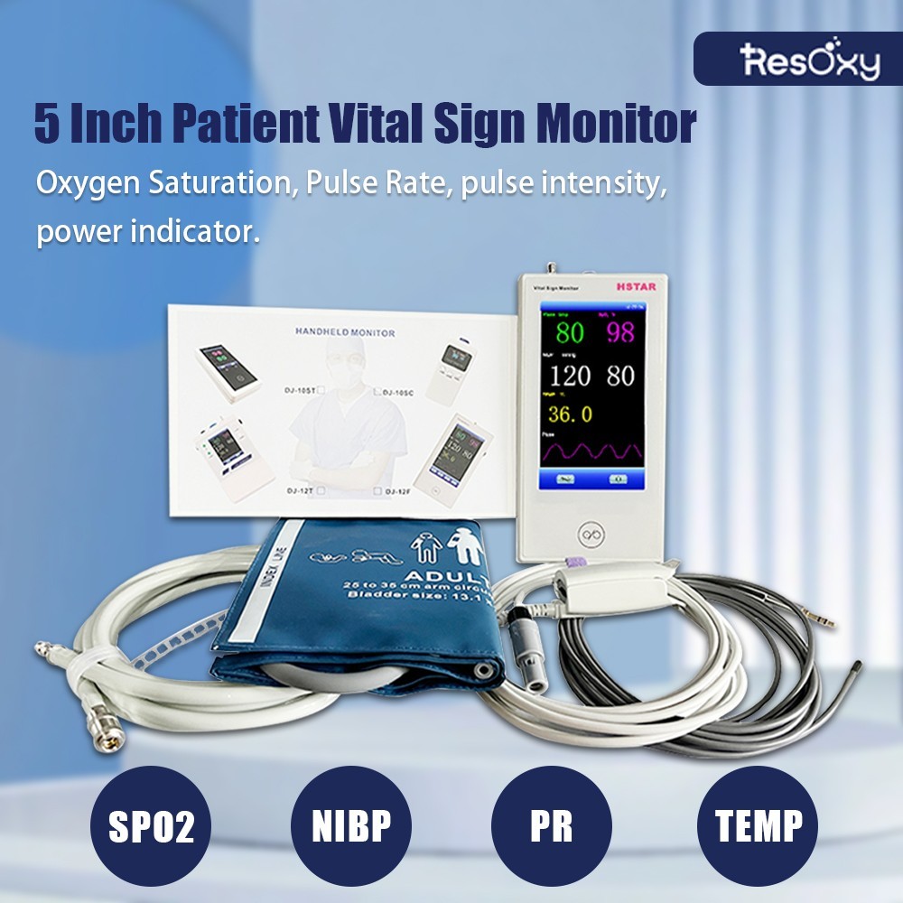 5″ Patient Monitor Multi-Parameter SPO2 NIBP PR TEMP Portable Vital Sign
