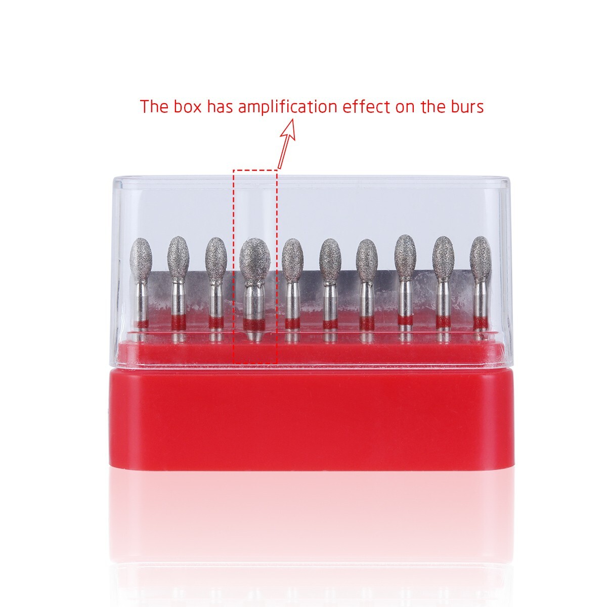 10Pcs Dental Diamond Burs FOOTBALL 379-023F FINE RED DEFEND Friction Grip