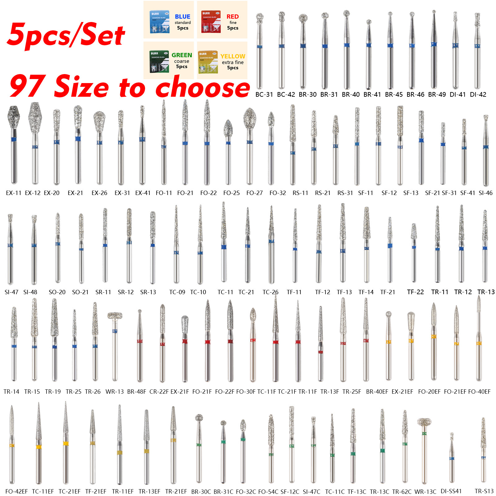 SANDENT Dental Diamond Burs for High Speed Handpiece FG1.6mm FG Bur SR