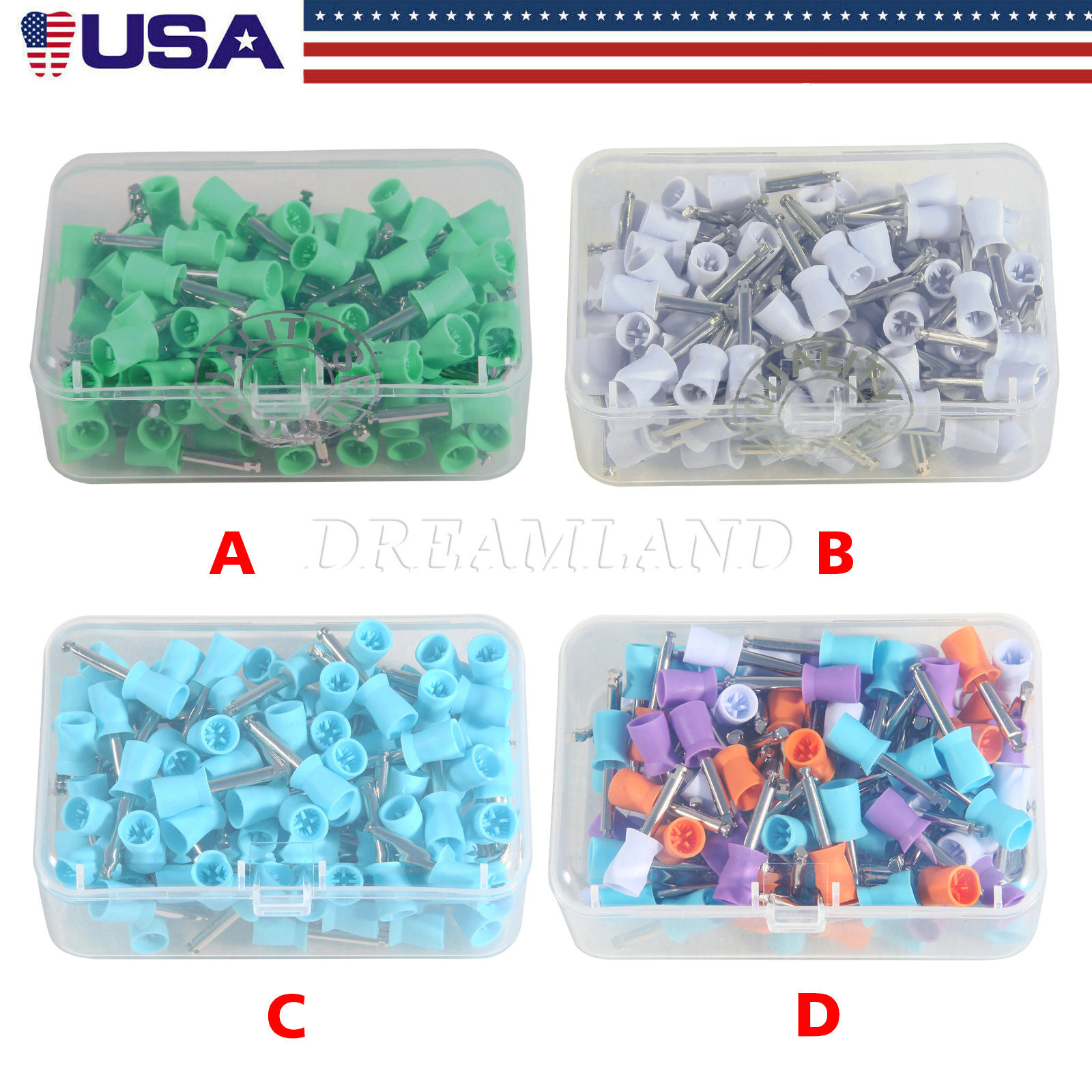 100PCS Dental Latch type Teeth Prophy Polishing Cups Rubber Mixed Colors ns