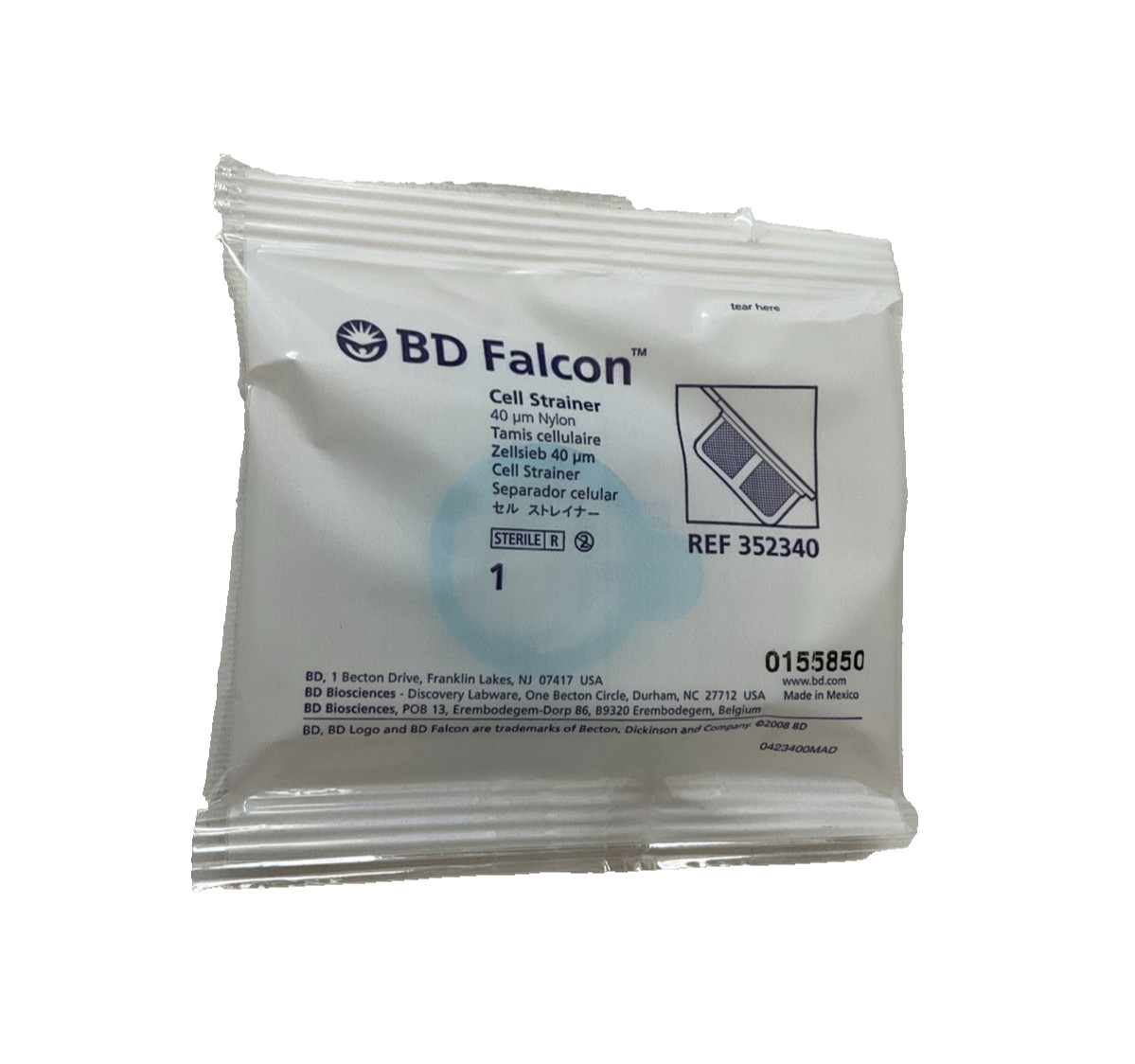 Lot of 22 Pieces Falcon 352340 Sterile Cell Strainer 40µm Nylon Blue Indiv Pack