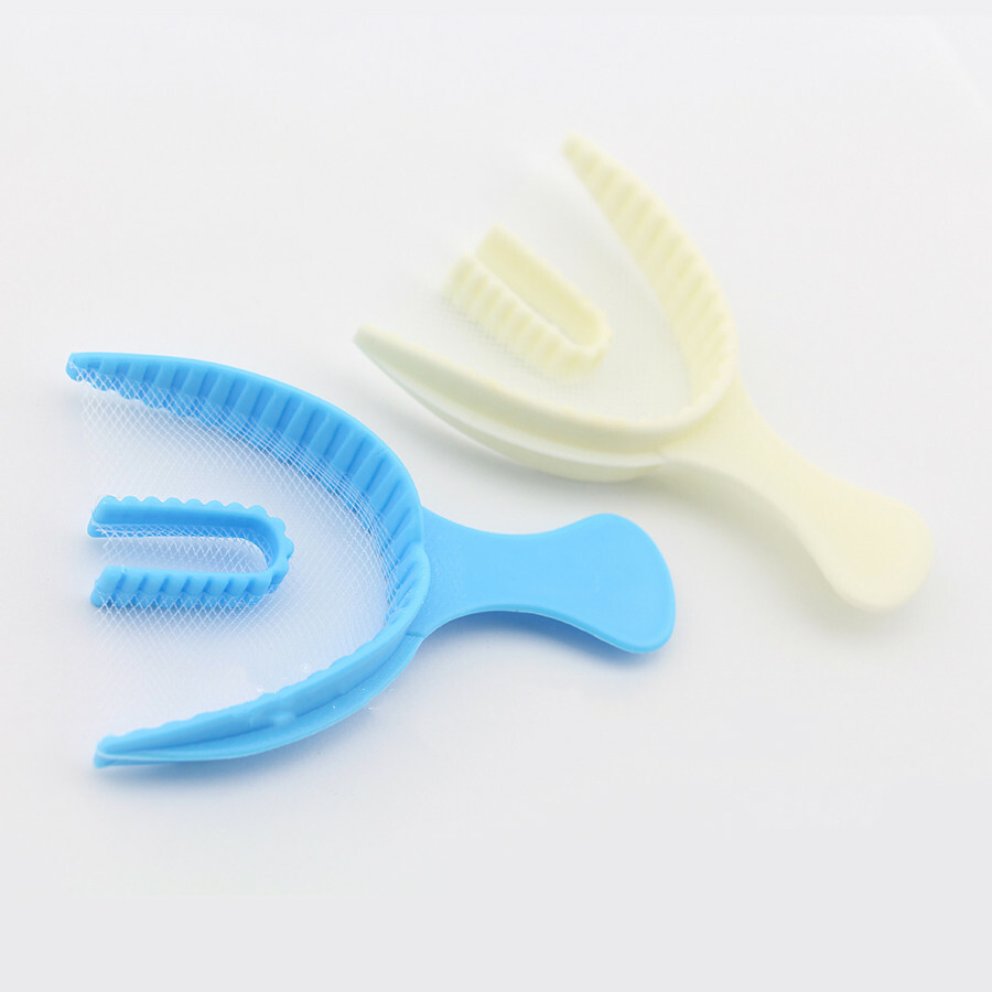 Dental Disposable Pleastic Bite Registration Impression Tray With Net White/Blue