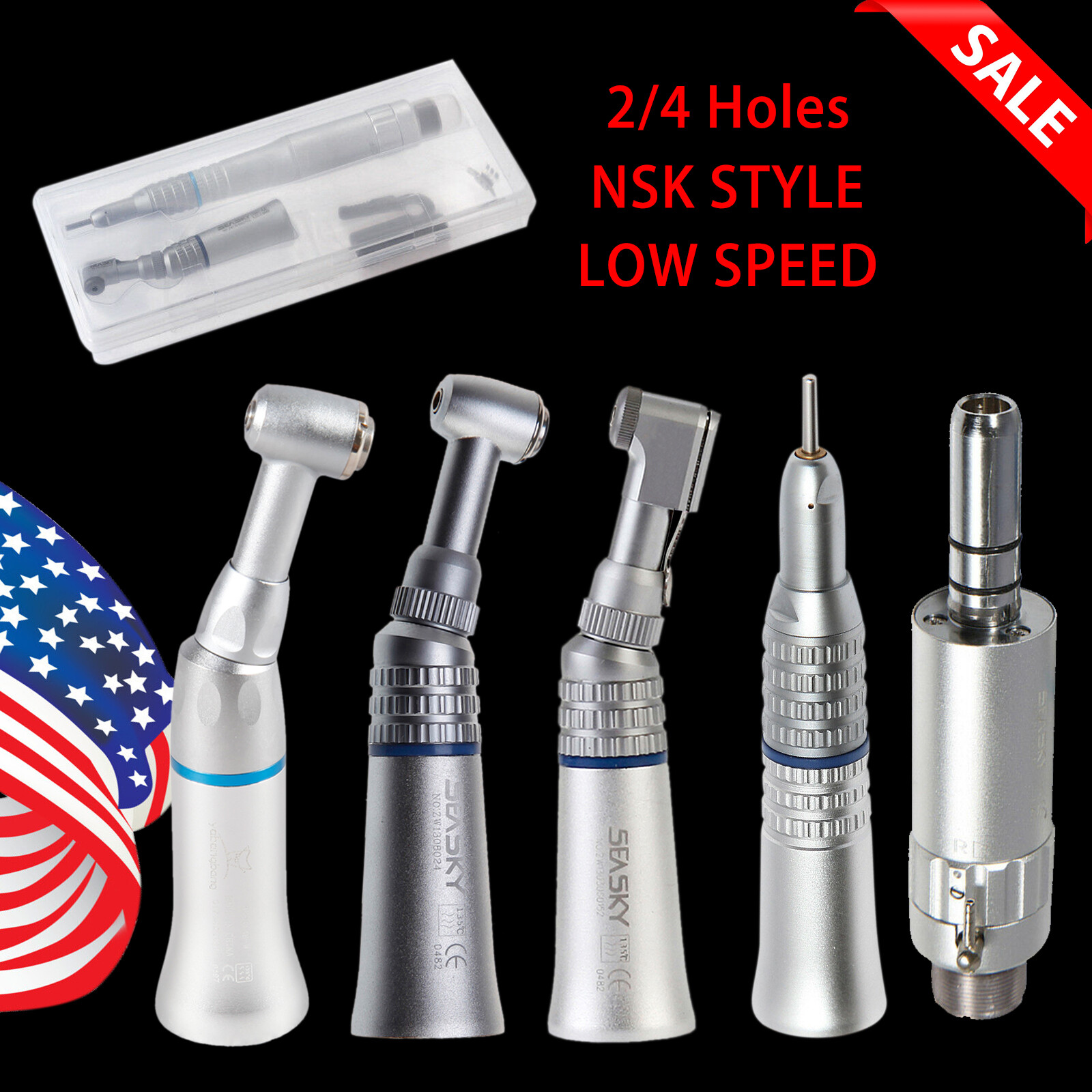 Dental Straight Low Speed Handpiece Auto /Manual Chuck Contra Angle Motor F/ NSK