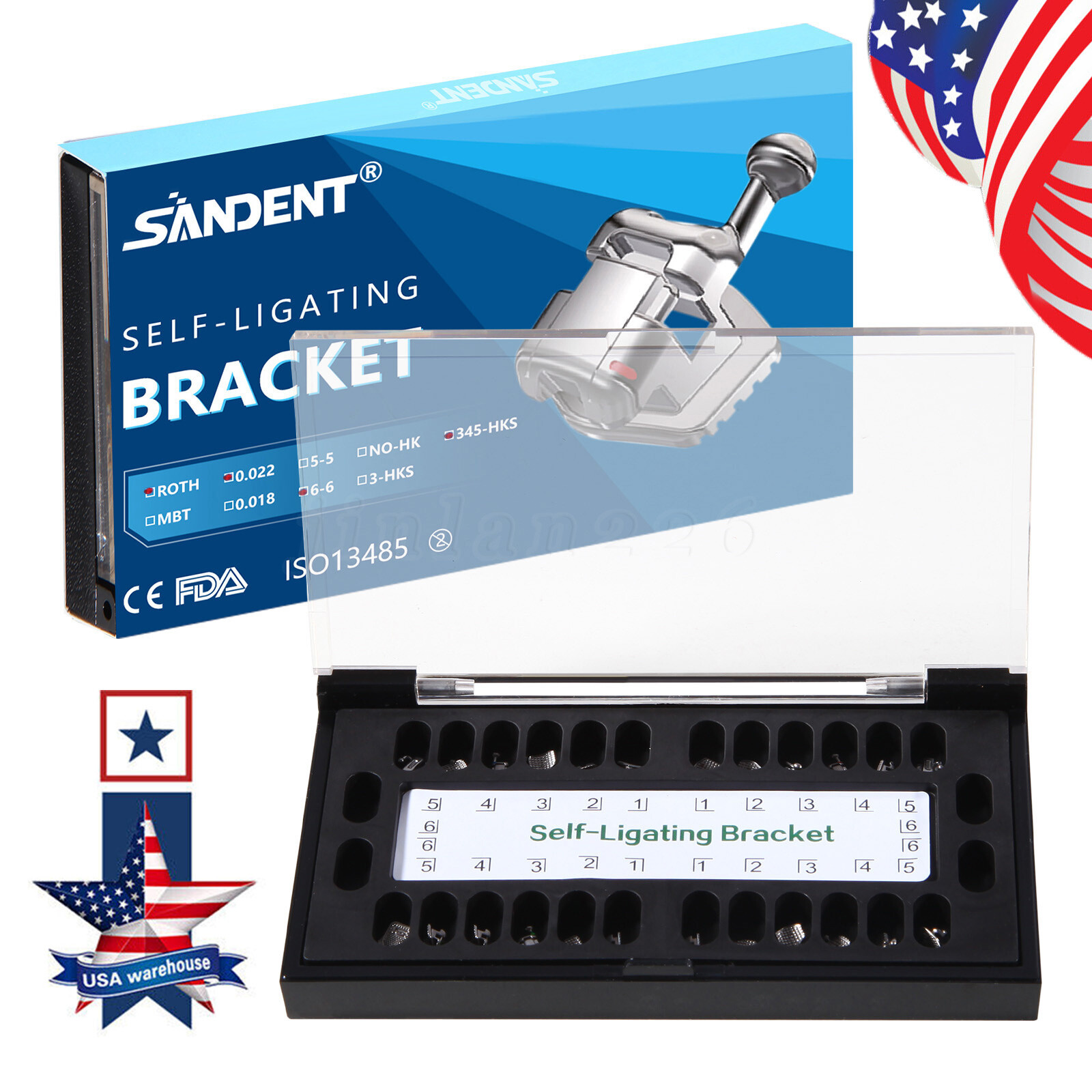 Orthodontic Metal Self-Ligating Bracket Roth 022 345Hook Dental Mini Brace