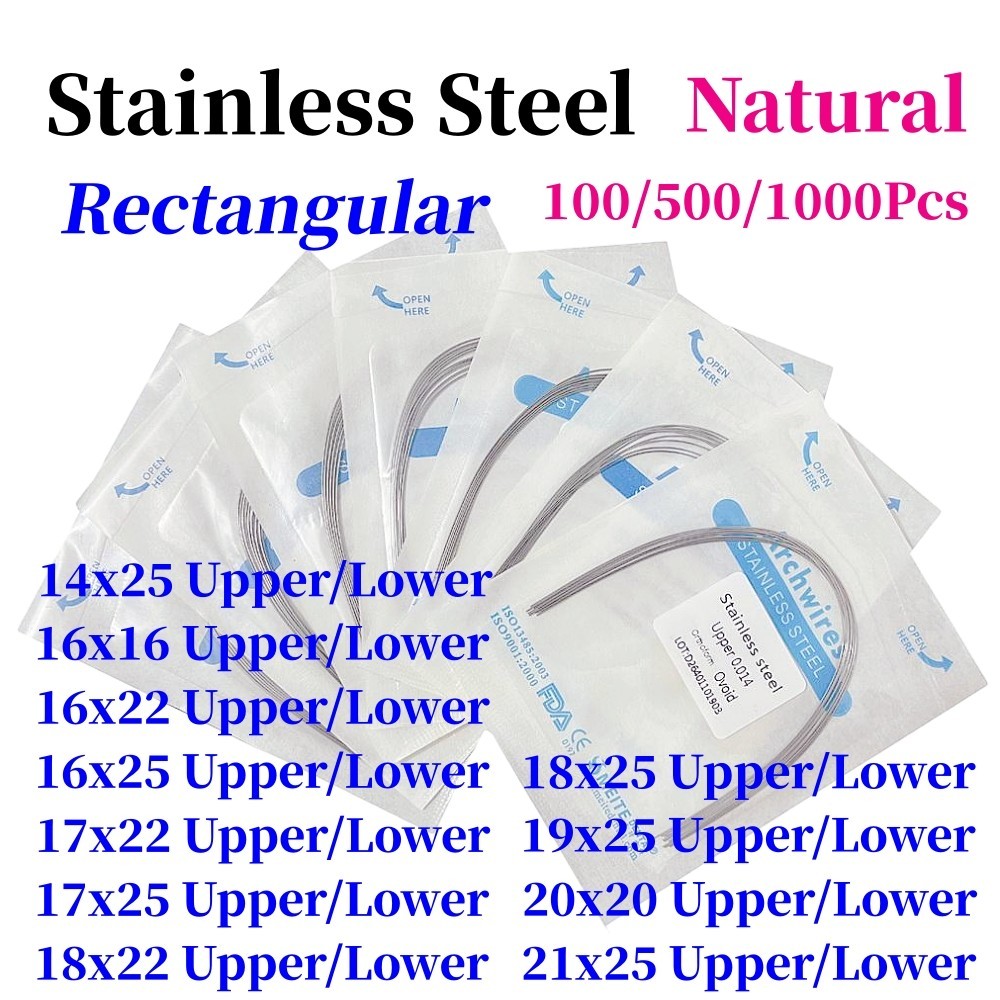 100Pcs Dental Orthodontic NIti Stainless Steel Natural Rectangular Arch Wire