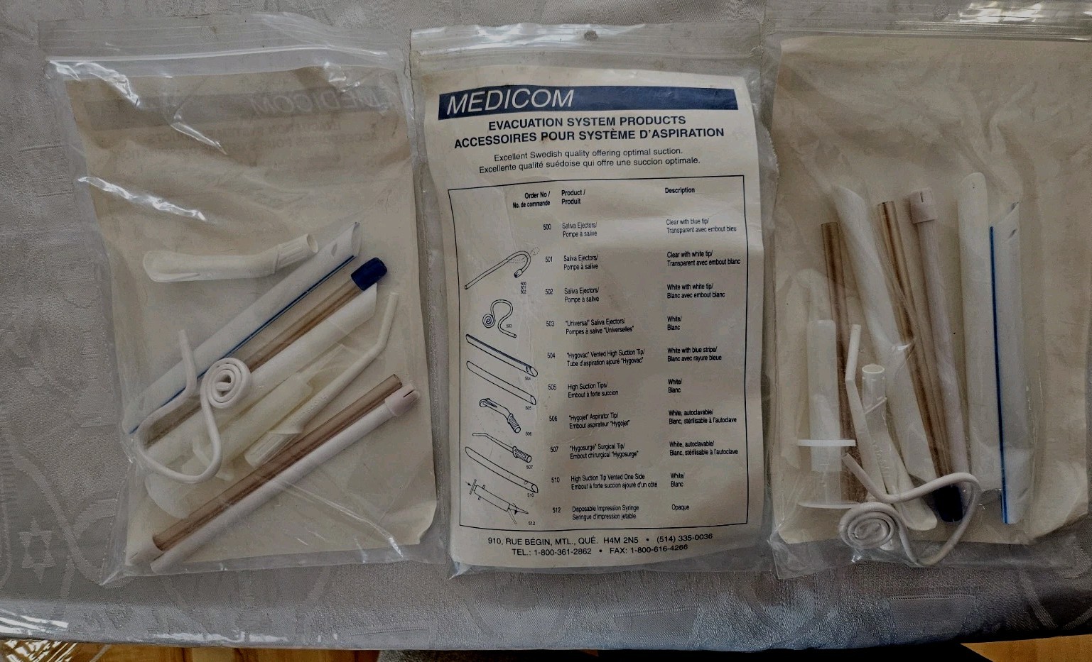 Lot of 3 Sealed Bags of MEDICOM EVACUATION SYSTEM PRODUCTS SELECTION Sweden mfg