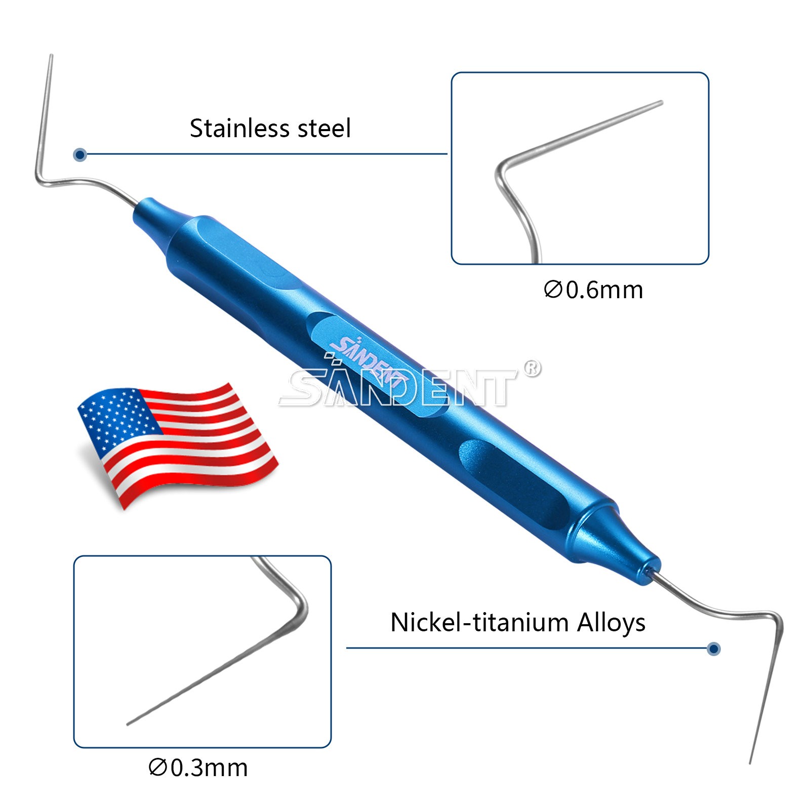 Dental Endodontic Hand Plugger NiTi/Stainless Steel Tip Filler Vertical Presser