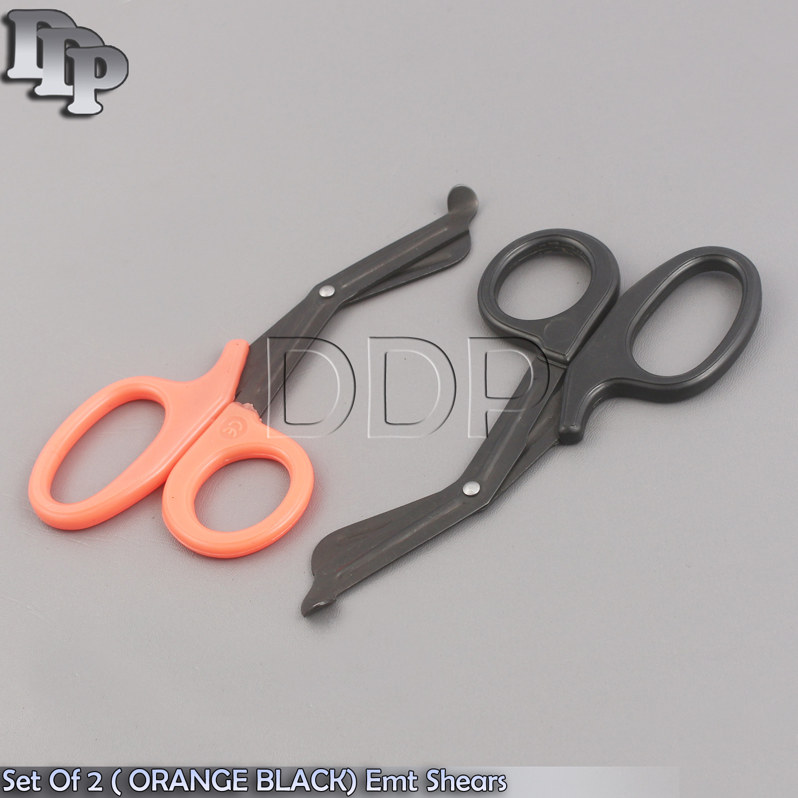 Set Of 2 ( ORANGE BLACK) Fluoride Black Coated Trauma Paramedic EMT Shears