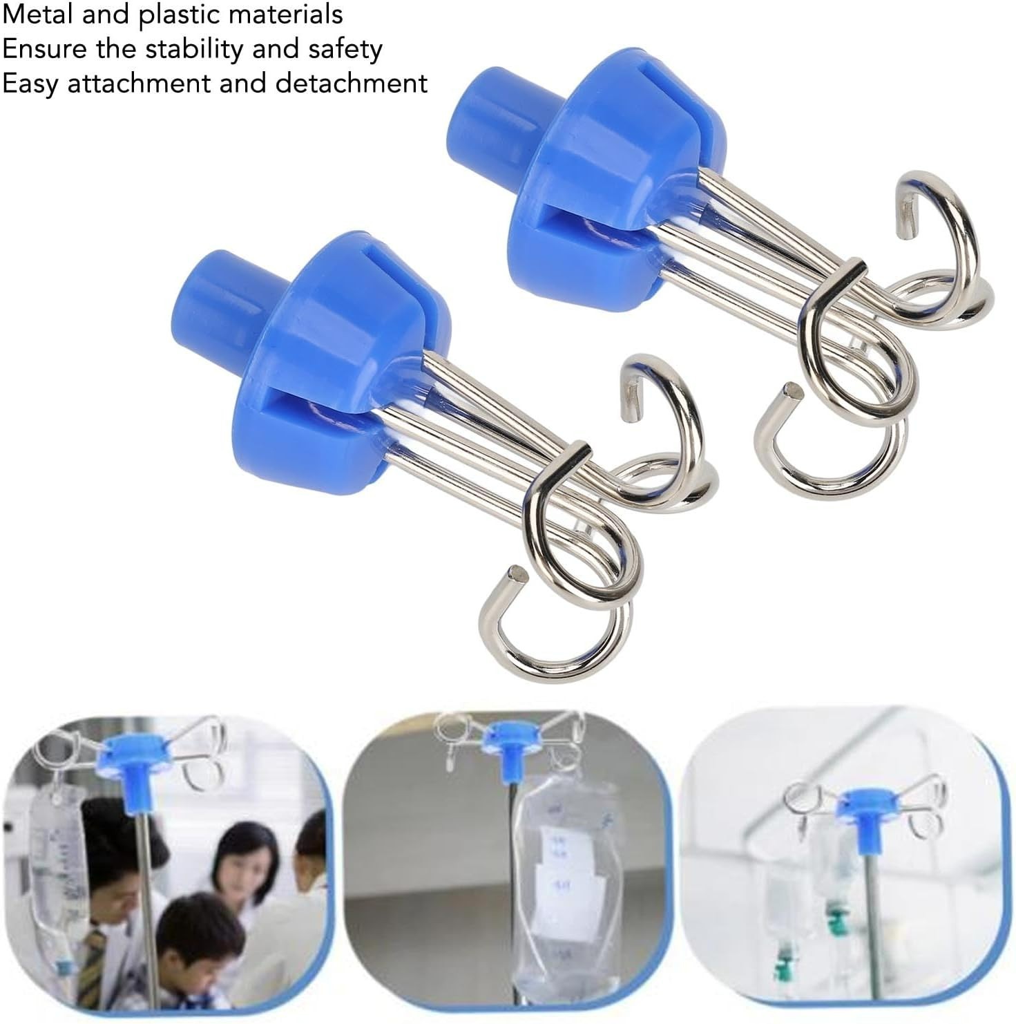Efficient IV Bag Support Hooks – 2 Pack Metal and Plastic with Secure Hold