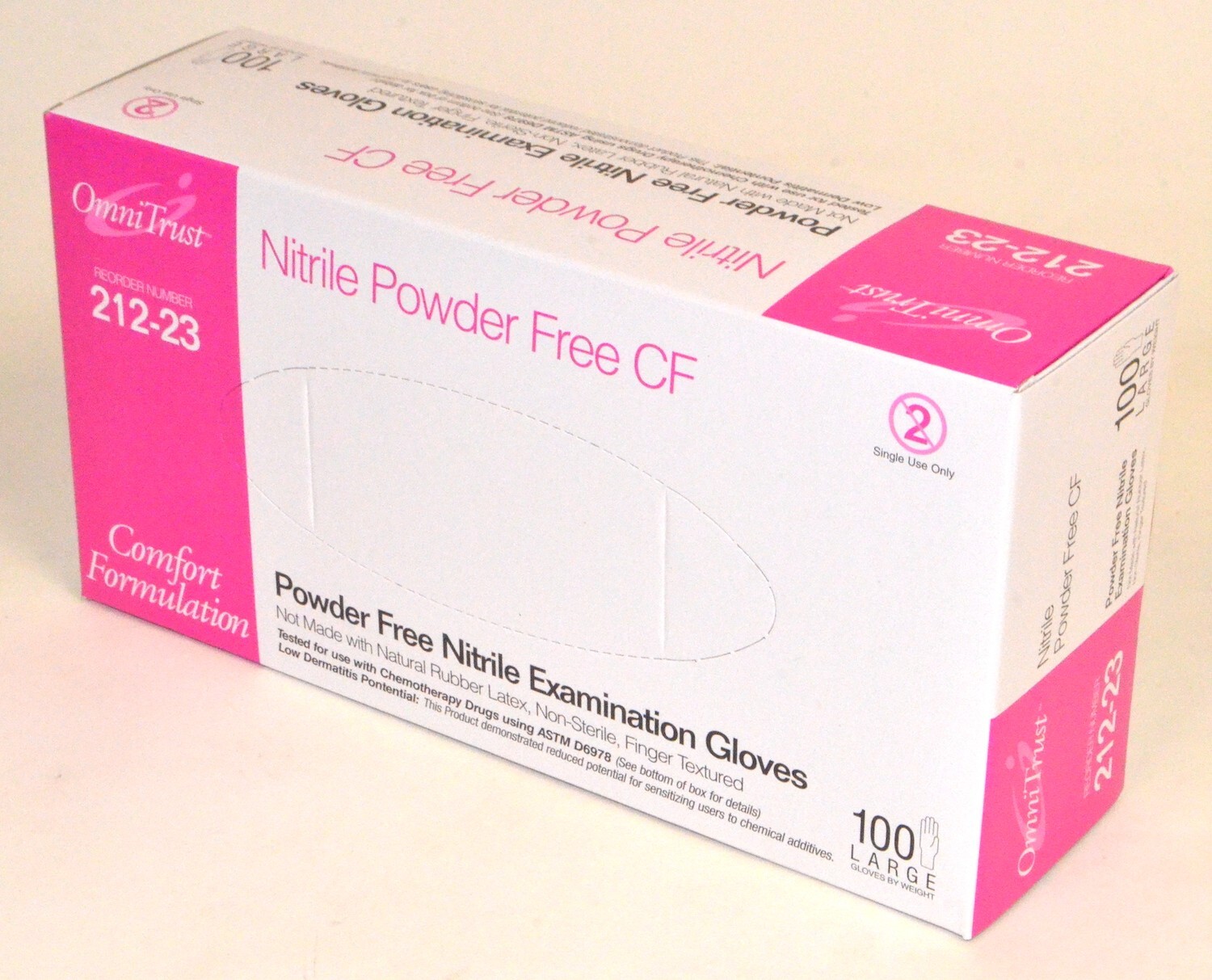 *Box of 100* OmniTrust Nitrile Powder Free Exam Gloves, LARGE “New* 212-23