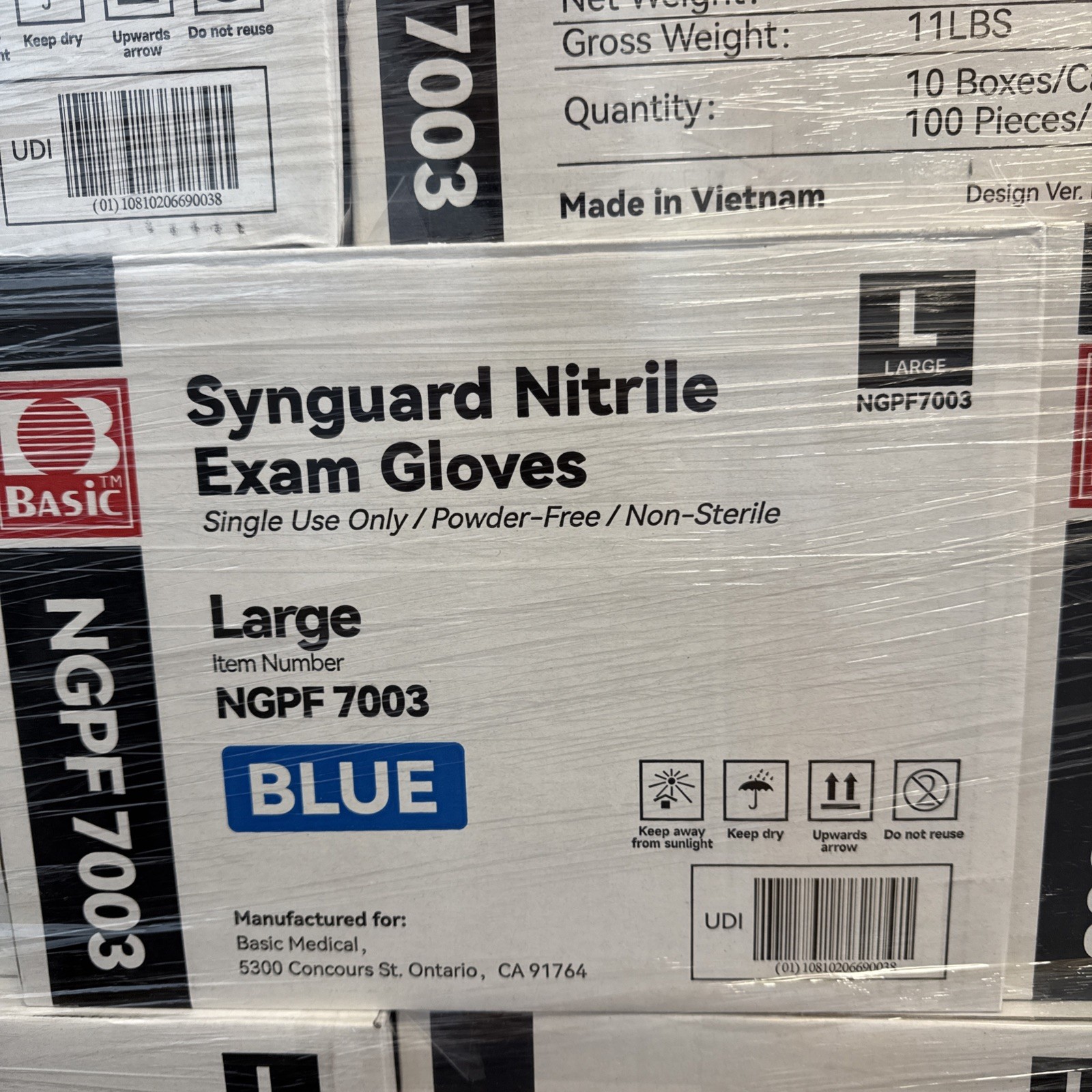 Synguard PF Nitrile Exam Gloves, Size Large, Case of 1,000