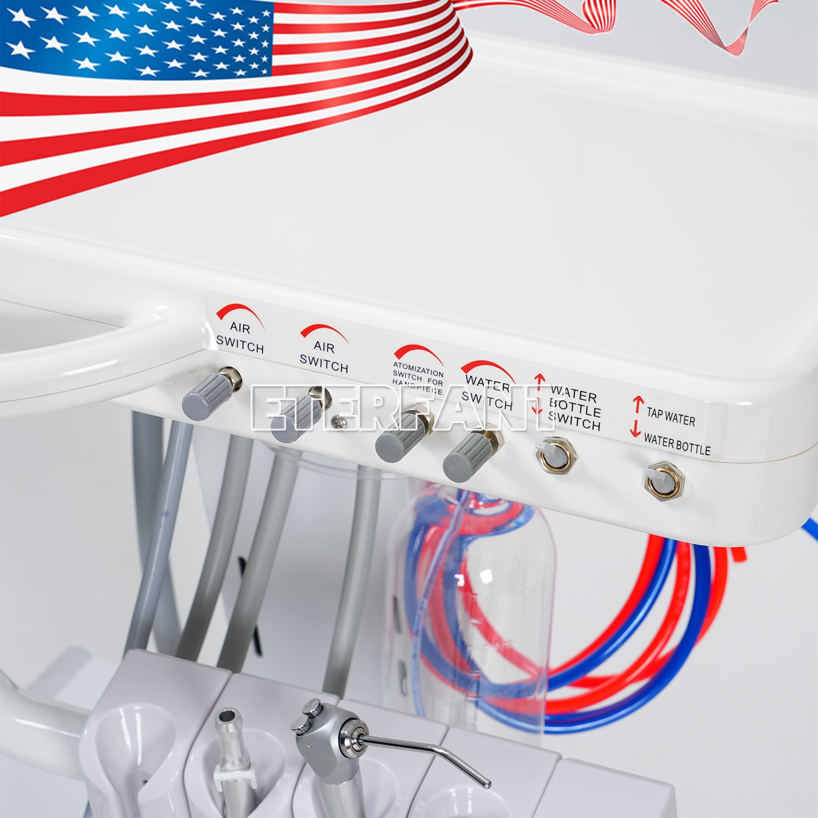 Dental Mobile Portable Delivery Unit System 4Hole w/Socket/Electric Suction Unit