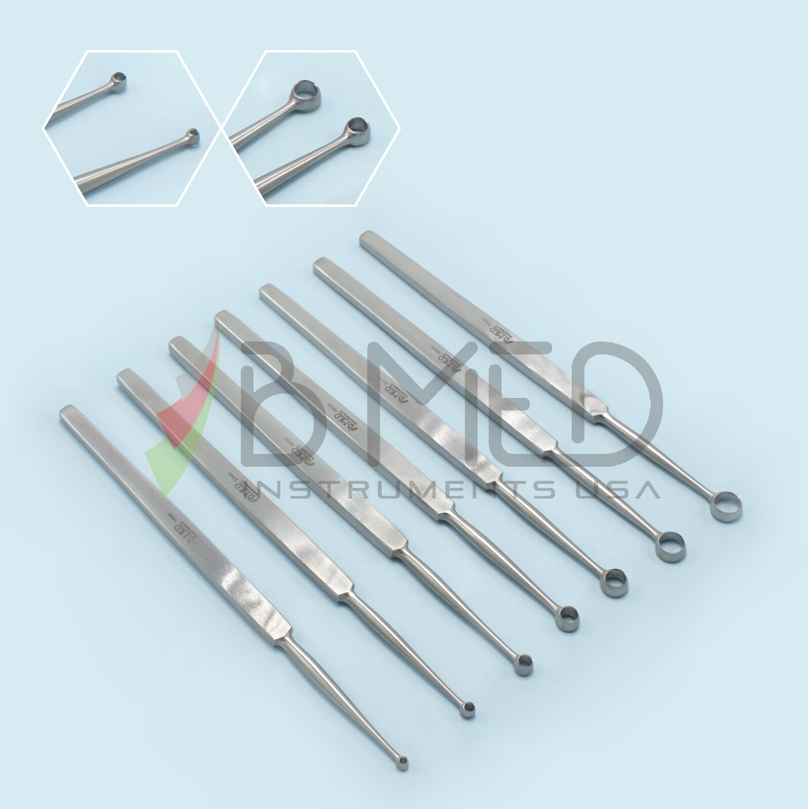 OR Grade 7 Piece Fox Dermal Curettes 1mm-7mm Dermalology ENT Instruments