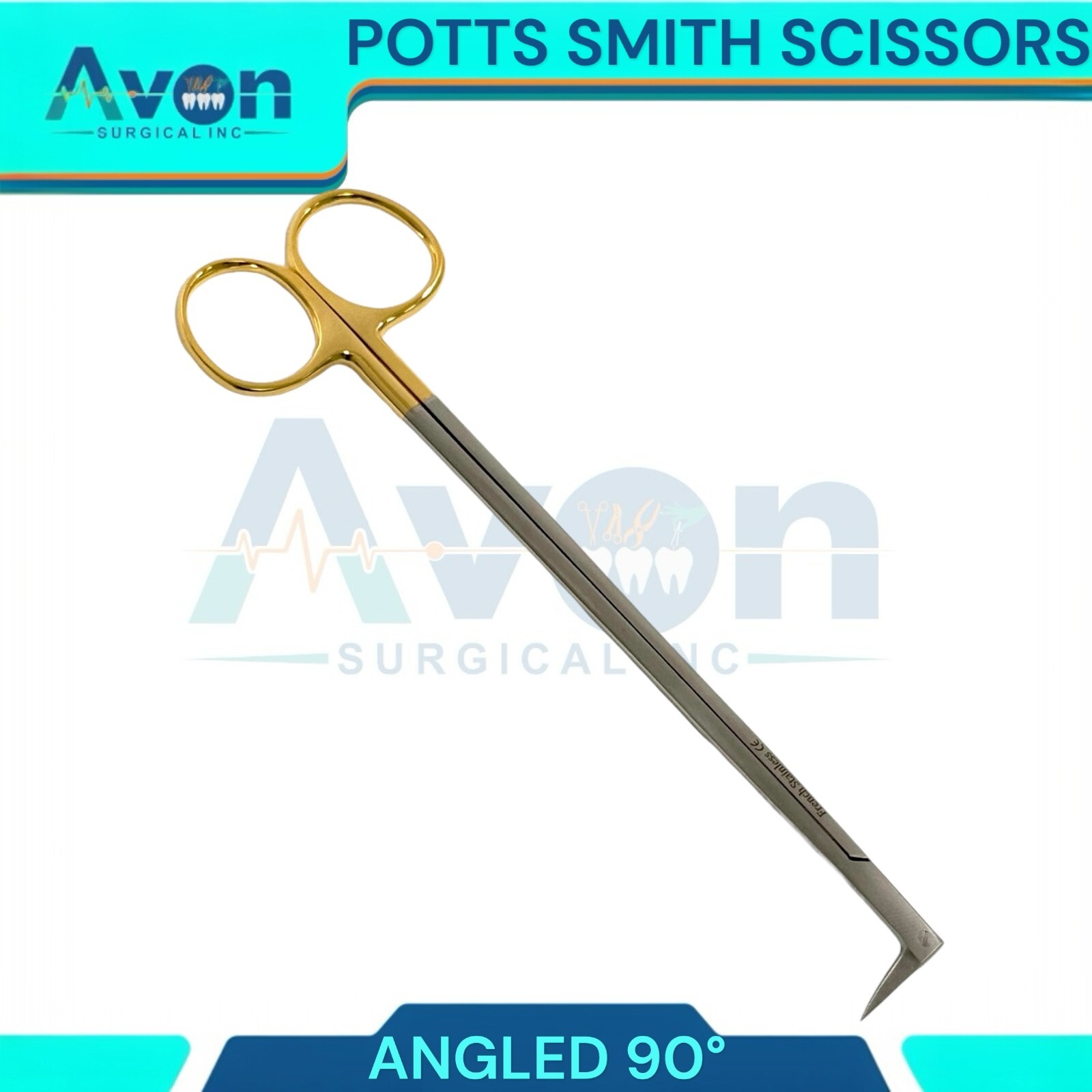 Vascular Scissors Potts Smith, Angled to 25° & 90° Right Angle – Gold Handle 2PK