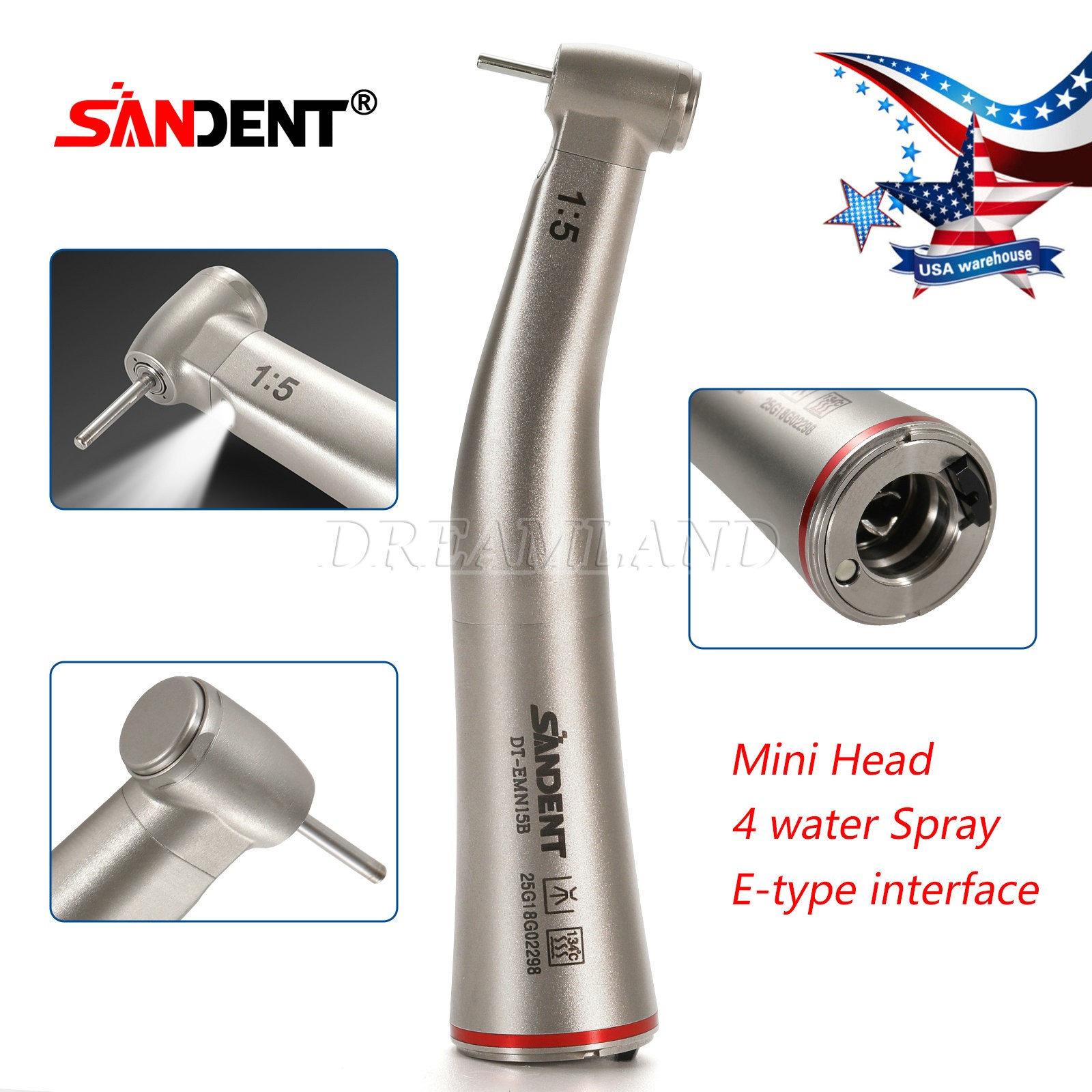 Dental High Speed Handpiece 2/4H/1:5 Optic LED Contra Angle Electric Handpiece