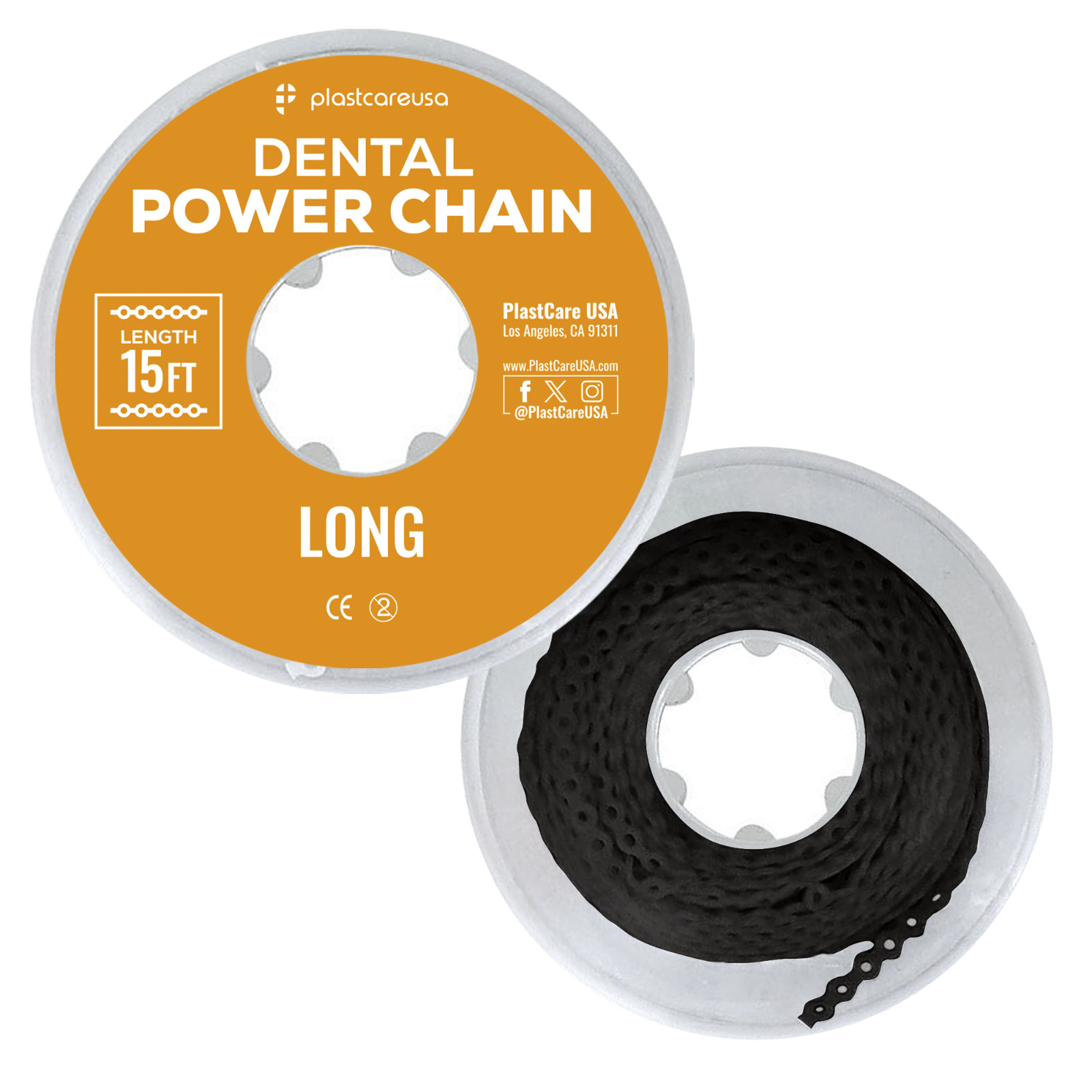 Black Long Dental Orthodontic Power Chain – 15 ft Elastic Ligature for Braces