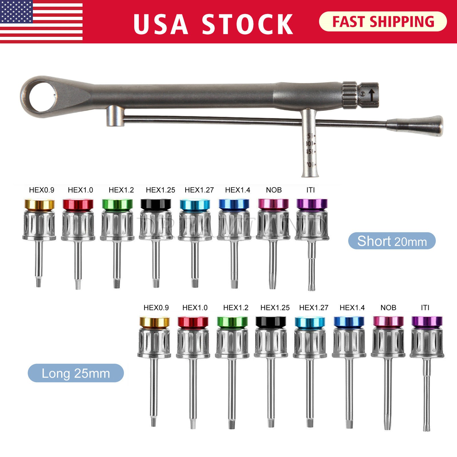 Dental Universal Implant Prosthetic Kit Torque Wrench Screw Drivers Remover USA