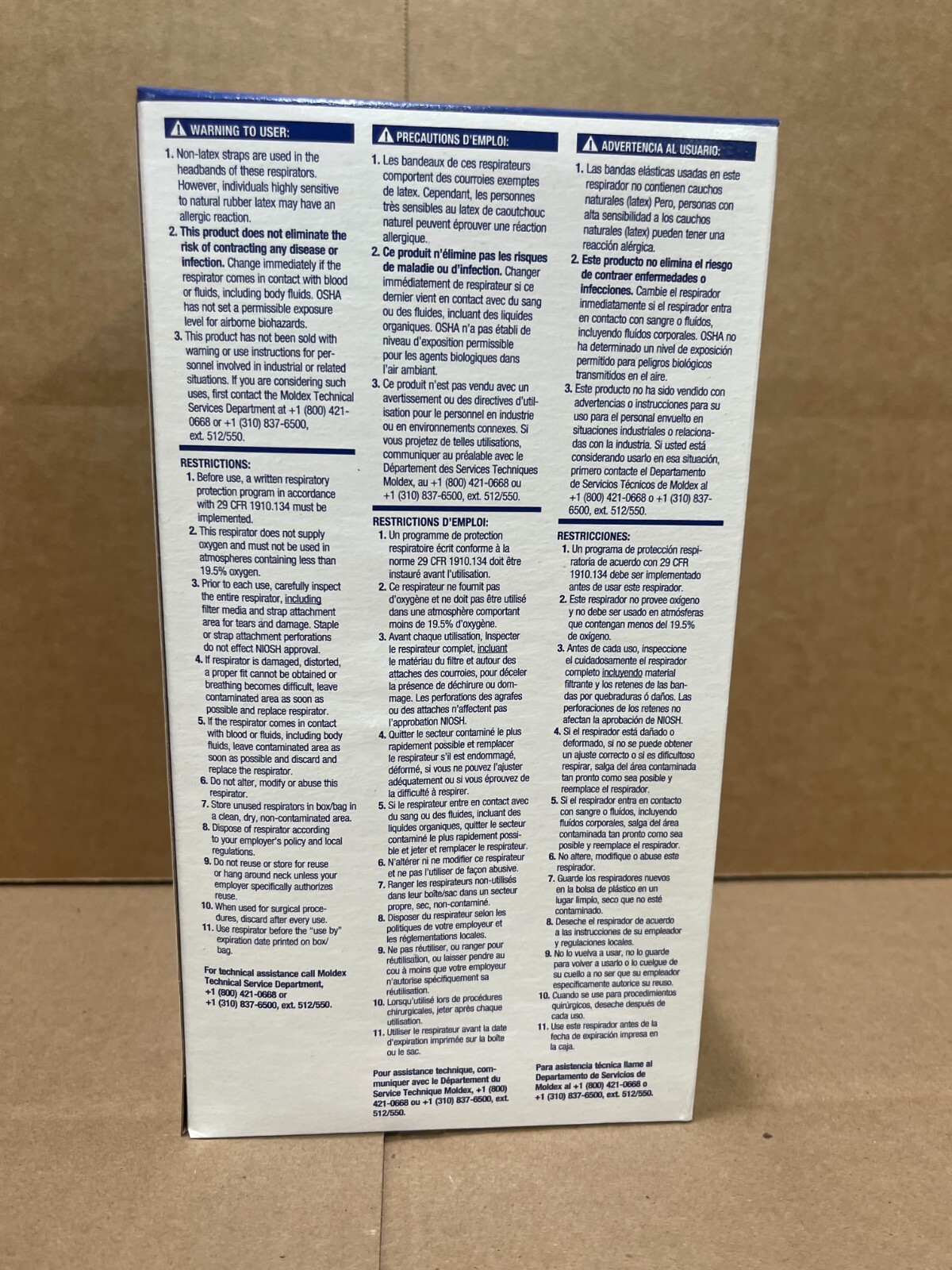 Moldex N95 Respirator surgical Masks, Box of 20 # 1513, Large, Exp. Date 09/2030