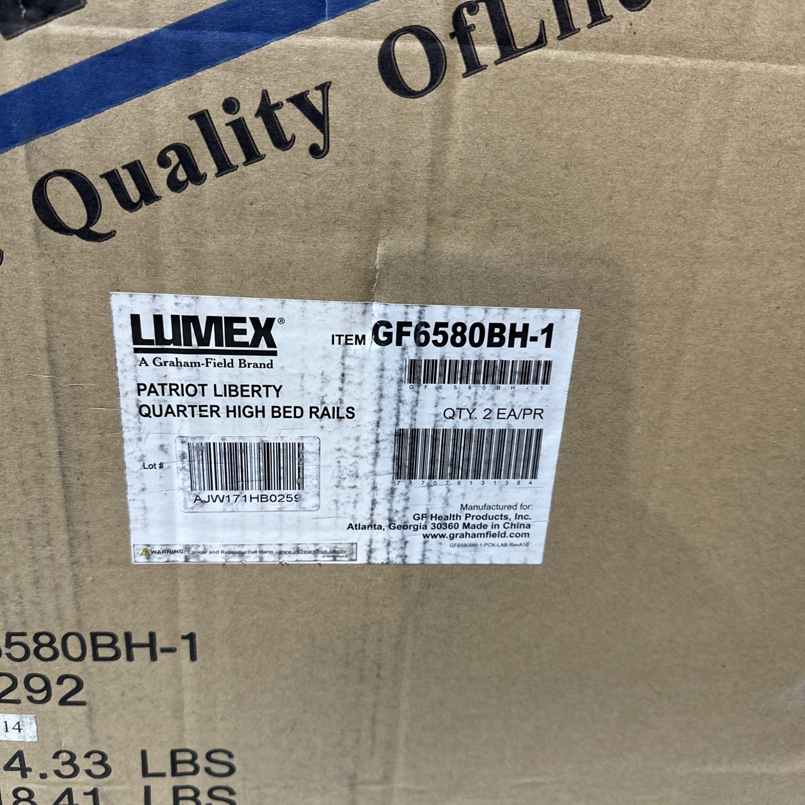 Lumex Bed Rails Liberty Quarter Bed Rails Length Bed Rails, ML1 GF6580BH-1