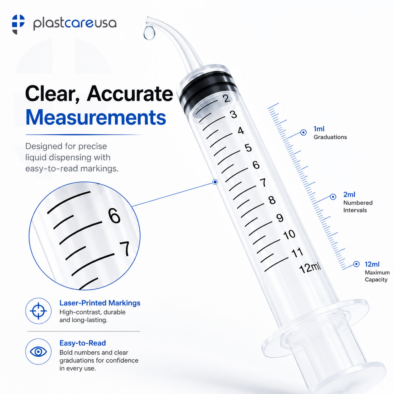 Curved Tip 12cc Oral Irrigation Syringes Disposable Dental Utility (Choose Qty)