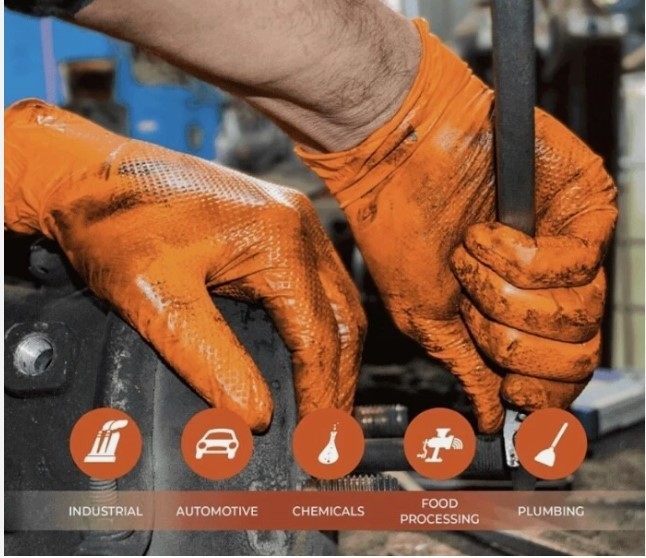 5/100’s (500) XX-LARGE 8 Mil Diamond Textured Orange Nitrile Sure-Tac Gloves