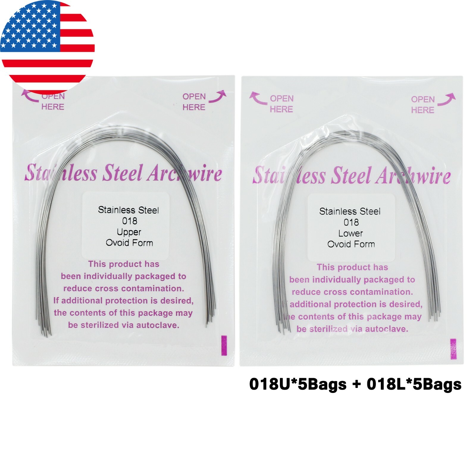 100PCS Dental Orthodontic Arch Wire Niti Stainless Steel Round Rectangular Ovoid
