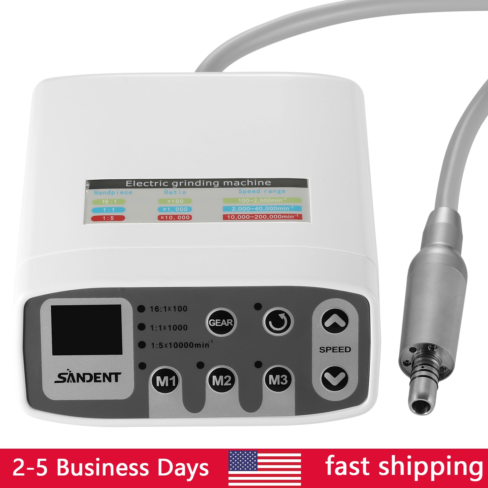Dental Electric LED Brushless Micro Motor/1:1/1:5 Increasing Handpiece Black