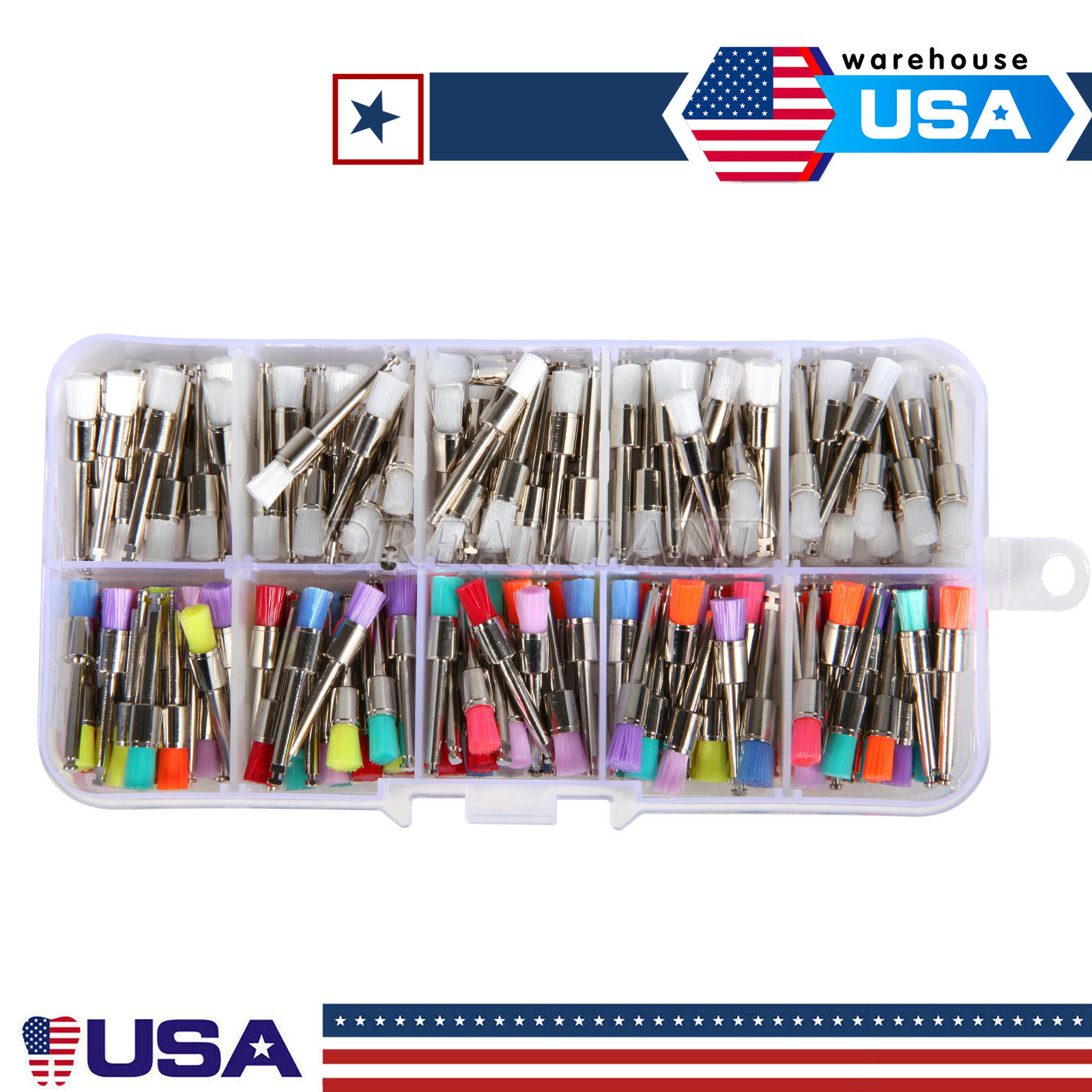 200Pcs/Box Dental Nylon Materials Closure Flat Polishing Prophylaxis Brushes