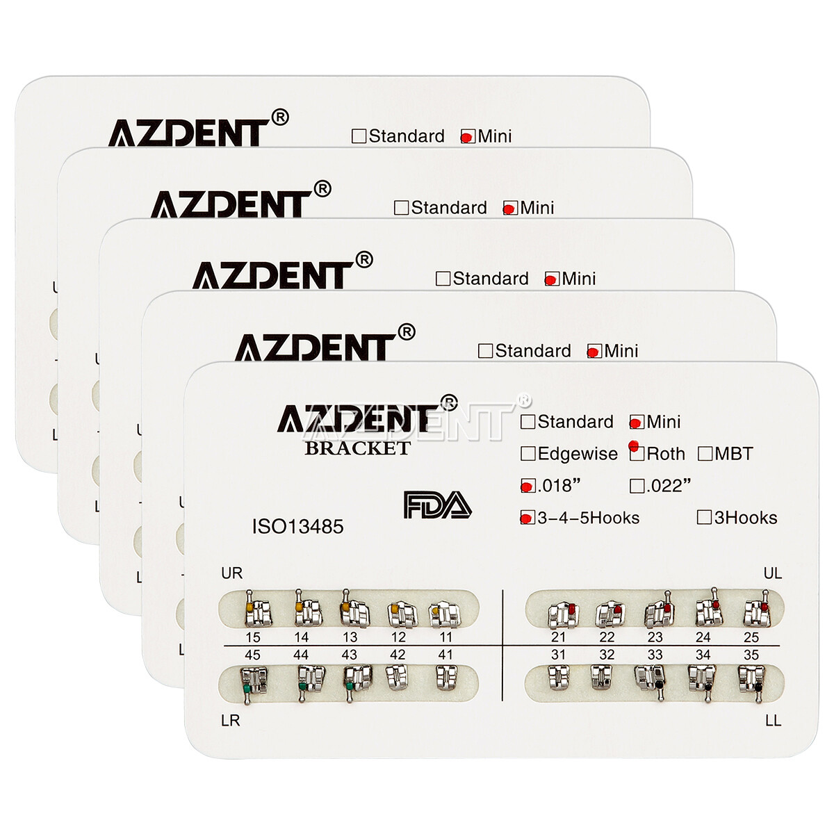 AZ Dental Orthodontic Metal Bracket Braces Mini Roth.018 3 4 5 Hooks More Choice